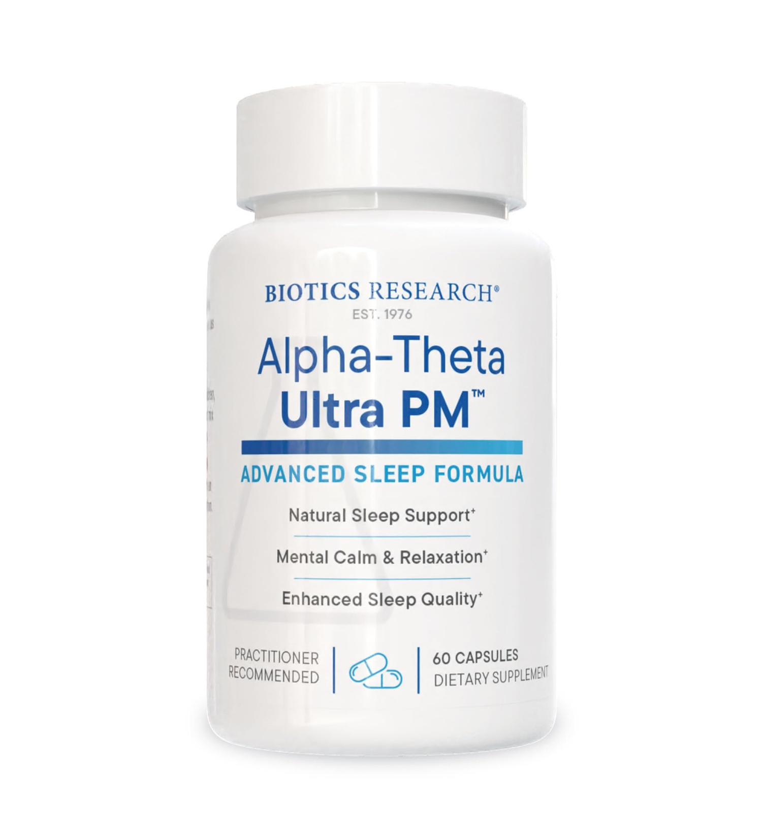 Biotics Research Alpha Theta Ultra PM L Theanine Passionflower Lemon Balm Supports GABA Serotonin Regulates Circadian Rhythms 60 Capsules - Buy Online on GoSupps.com