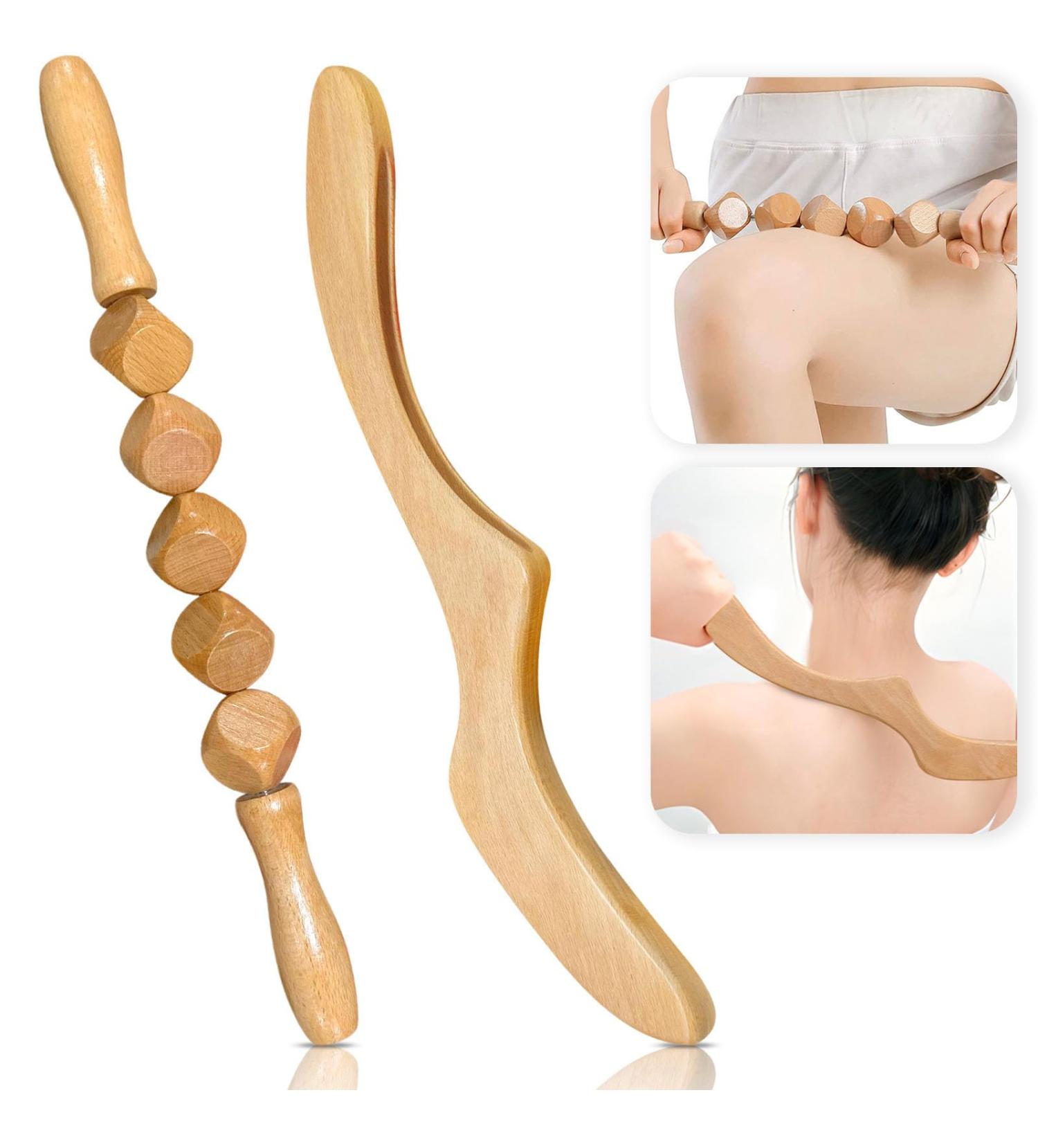 Premium Wooden Fascia Roller for Muscle Relaxation & Body Shaping | Anti-Cellulite Gua Sha Massage Tool - International Shipping Available - Buy Online on GoSupps.com