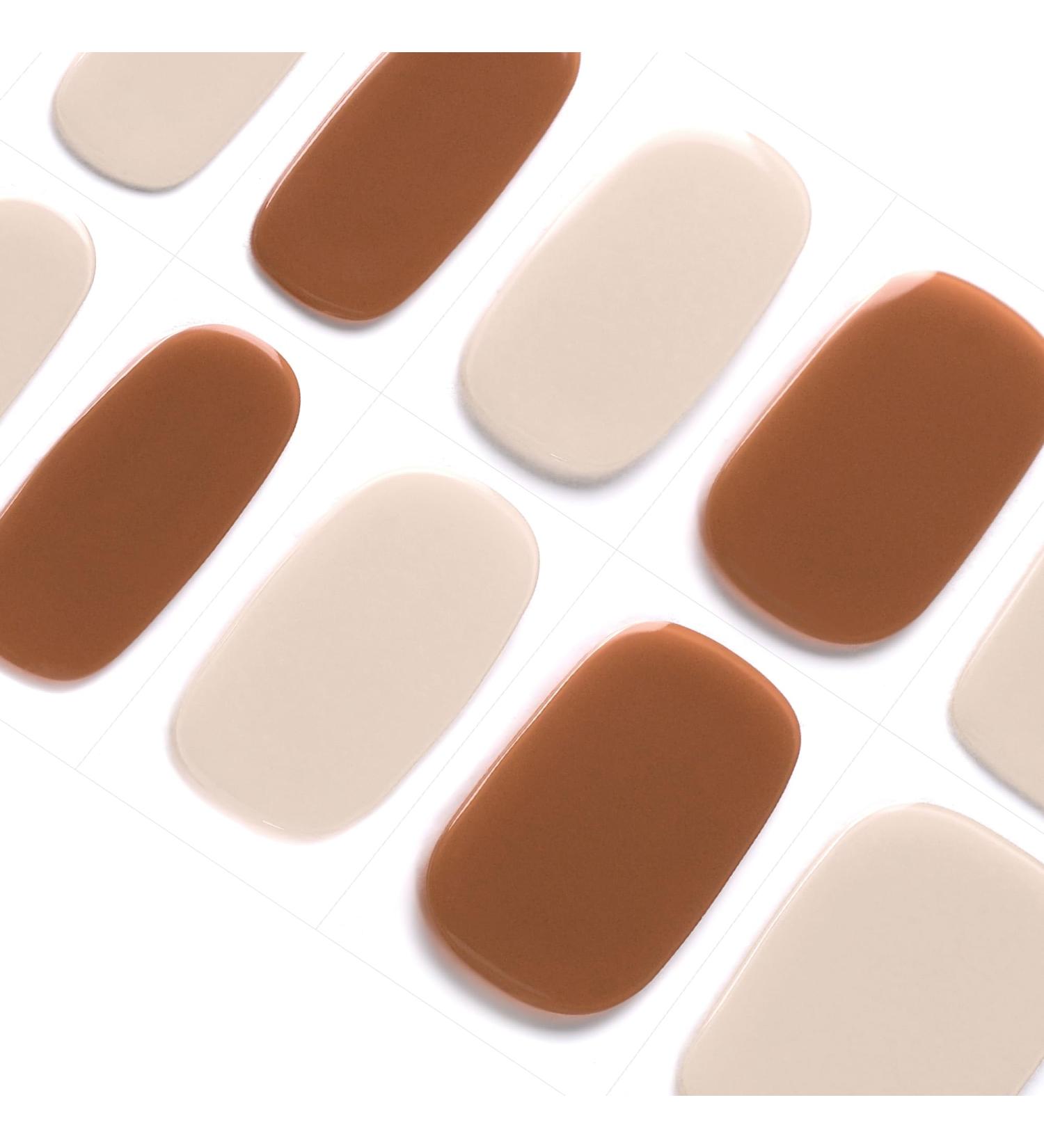 Shop Danni & Toni Expresso Half Hardened Gel Nail Foils - Beige & Brown Nail Sticker Wraps | 28 Semi-Hardened Nail Design Stickers for Flawless Manicure - Buy Online on GoSupps.com