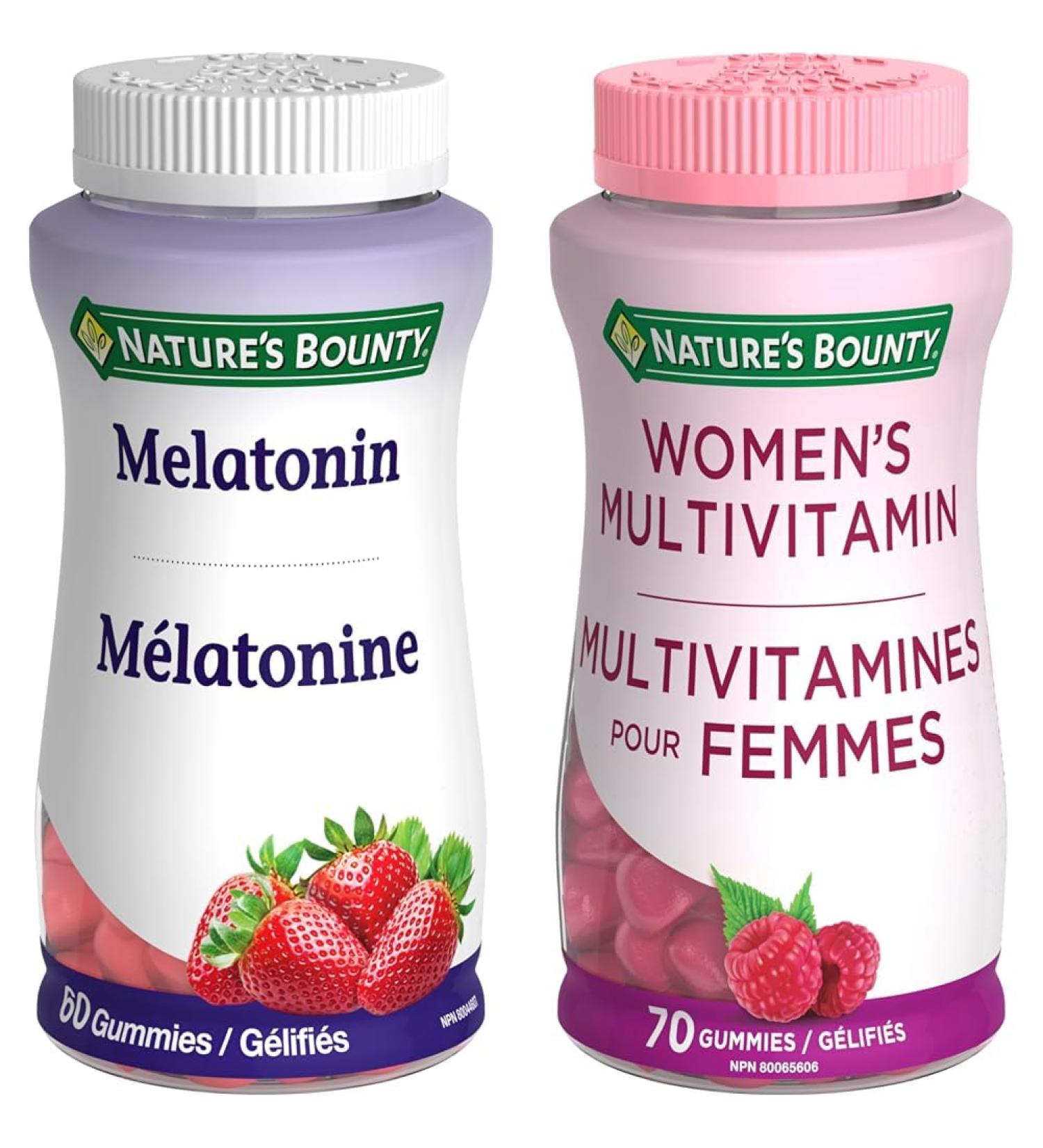 Nature's Bounty Melatonin Supplement Helps Reset Bodys Sleep-Wake Cycle 2.5mg 60 Gummies & Women's Multivitamin Helps Maintain Good Health 70 Gummies - Buy Online on GoSupps.com