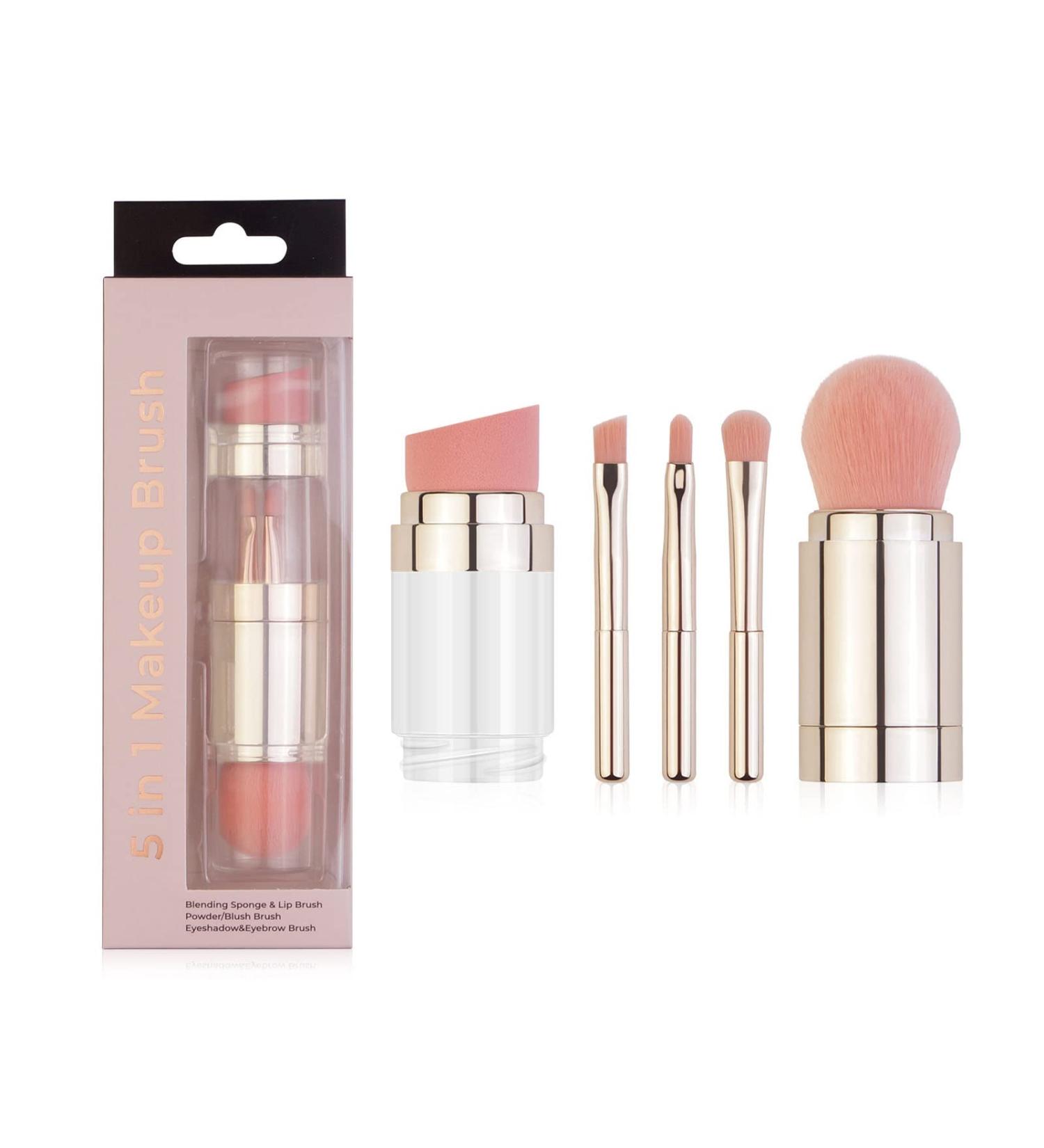 5 in 1 Makeup Brush Kit | Portable Super Soft Fiber Brushes for Eyeshadow & Powder | Premium Synthetic Makeup Brushes for Women - Buy Online on GoSupps.com