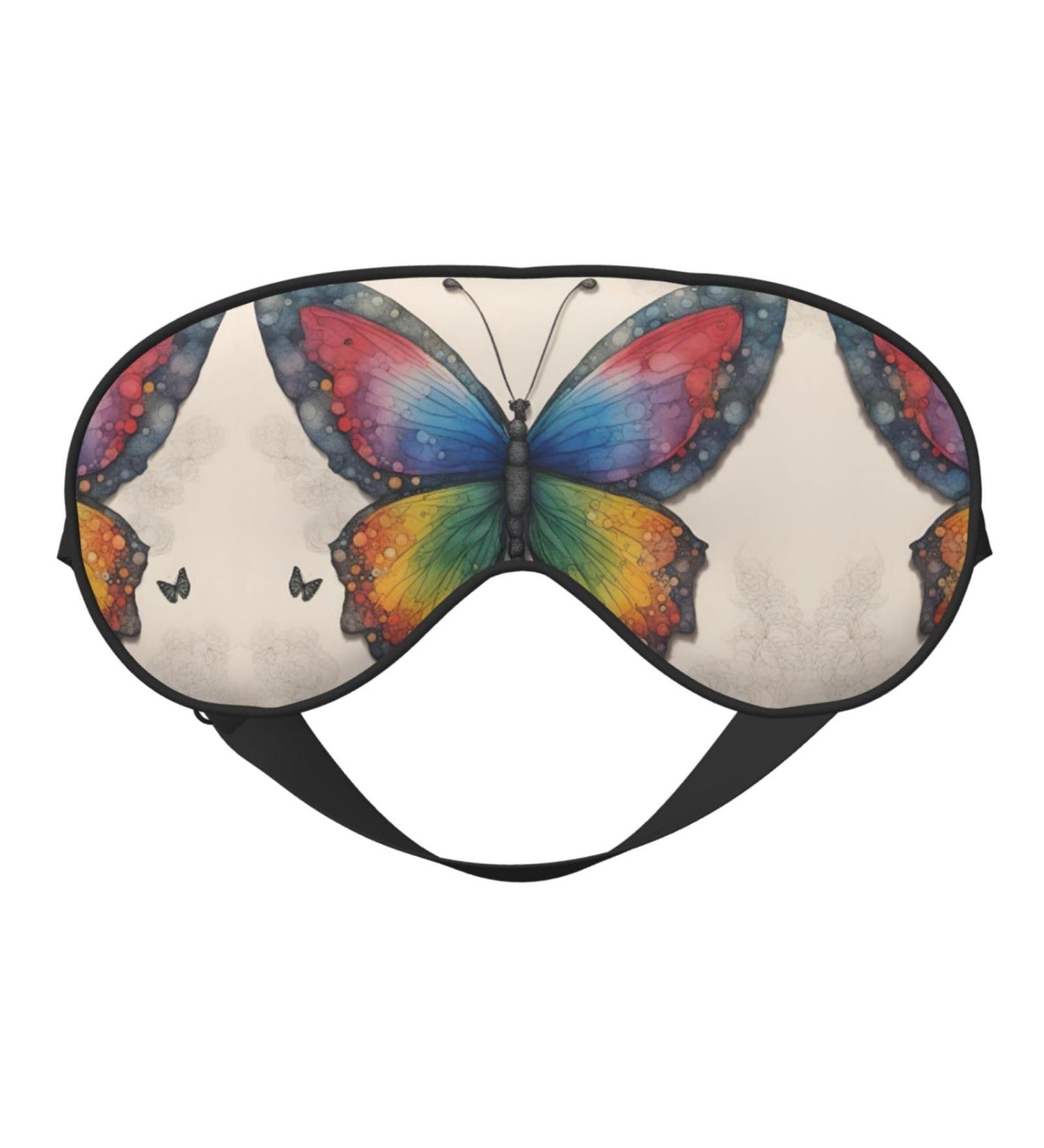 SSIMOO Rainbow Butterfly Print Eye Mask - Ultra-Soft Light-Blocking for Restful Sleep | International Shipping - Buy Online on GoSupps.com