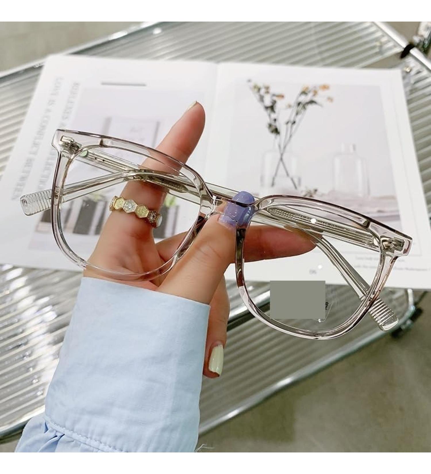 PARWANA Anti Blue Light Large Eyewear - Stylish Metal Reading Glasses for Men & Women | Anti Glare Computer Readers +100 Clear-Gray - Buy Online on GoSupps.com