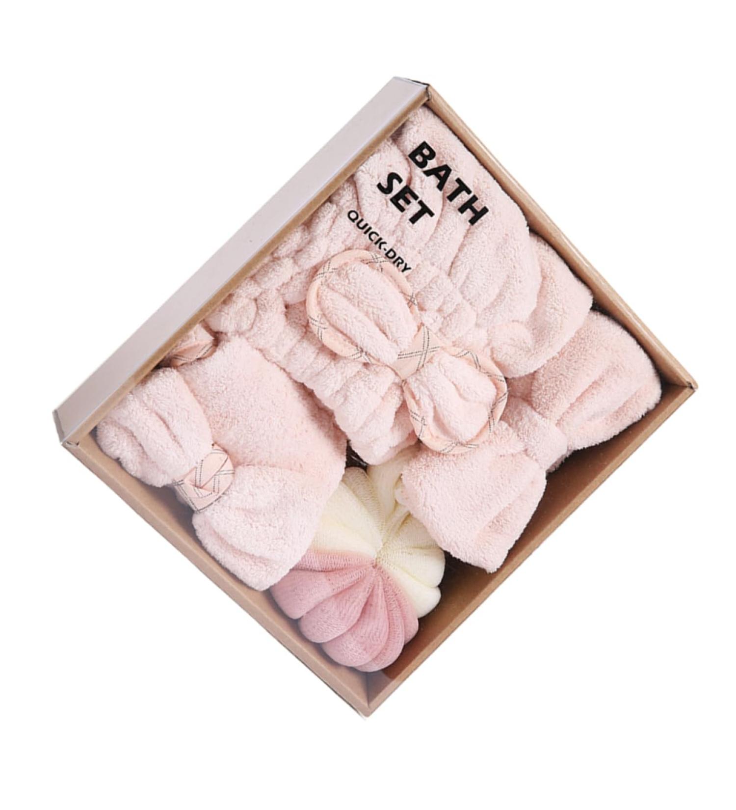 CANIGHT 1 Set Dry Hair Towel Set Lotus Tealight Candle Holder Bath Sponge Bath Towel Pink Twisted Yarn - Buy Online on GoSupps.com