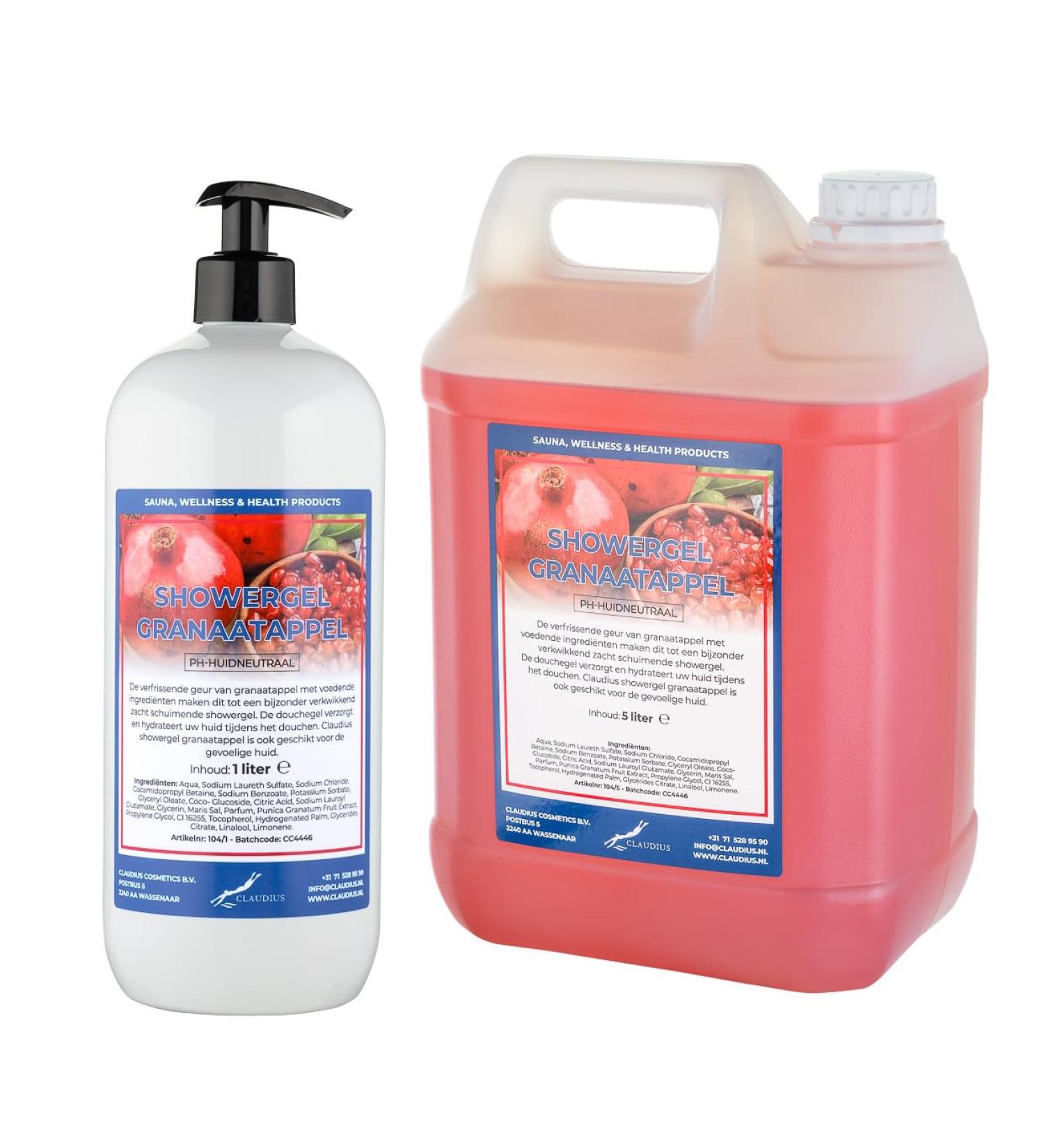 Claudius Showergel Pomegranate 5 liter + 1 liter with pump white