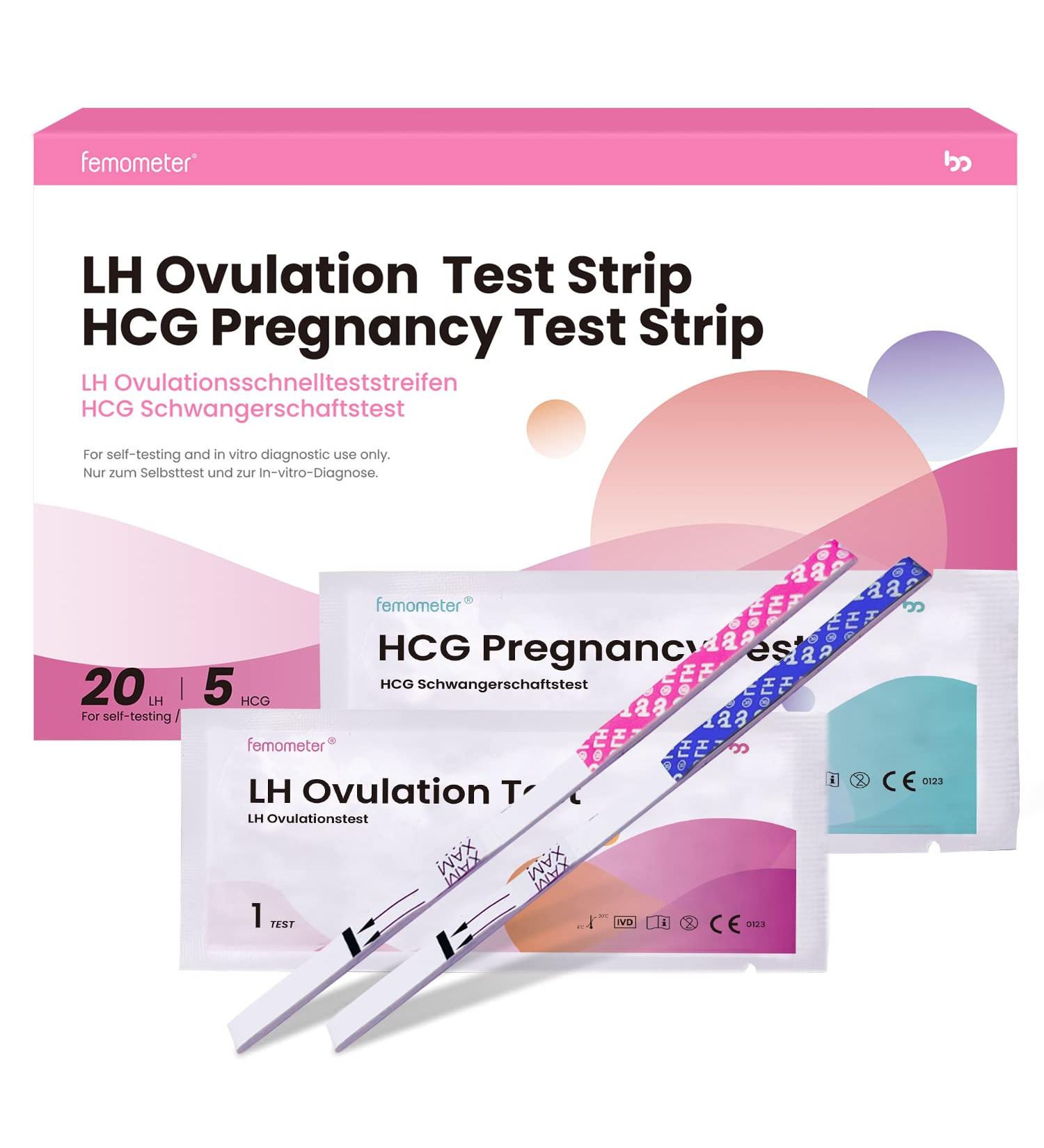 Femometer 20 Ovulation Tests & 5 Pregnancy Tests 25 MIU/ml Optimal Sensitivity with Urine Cup | Accurate & Reliable - Buy Online on GoSupps.com