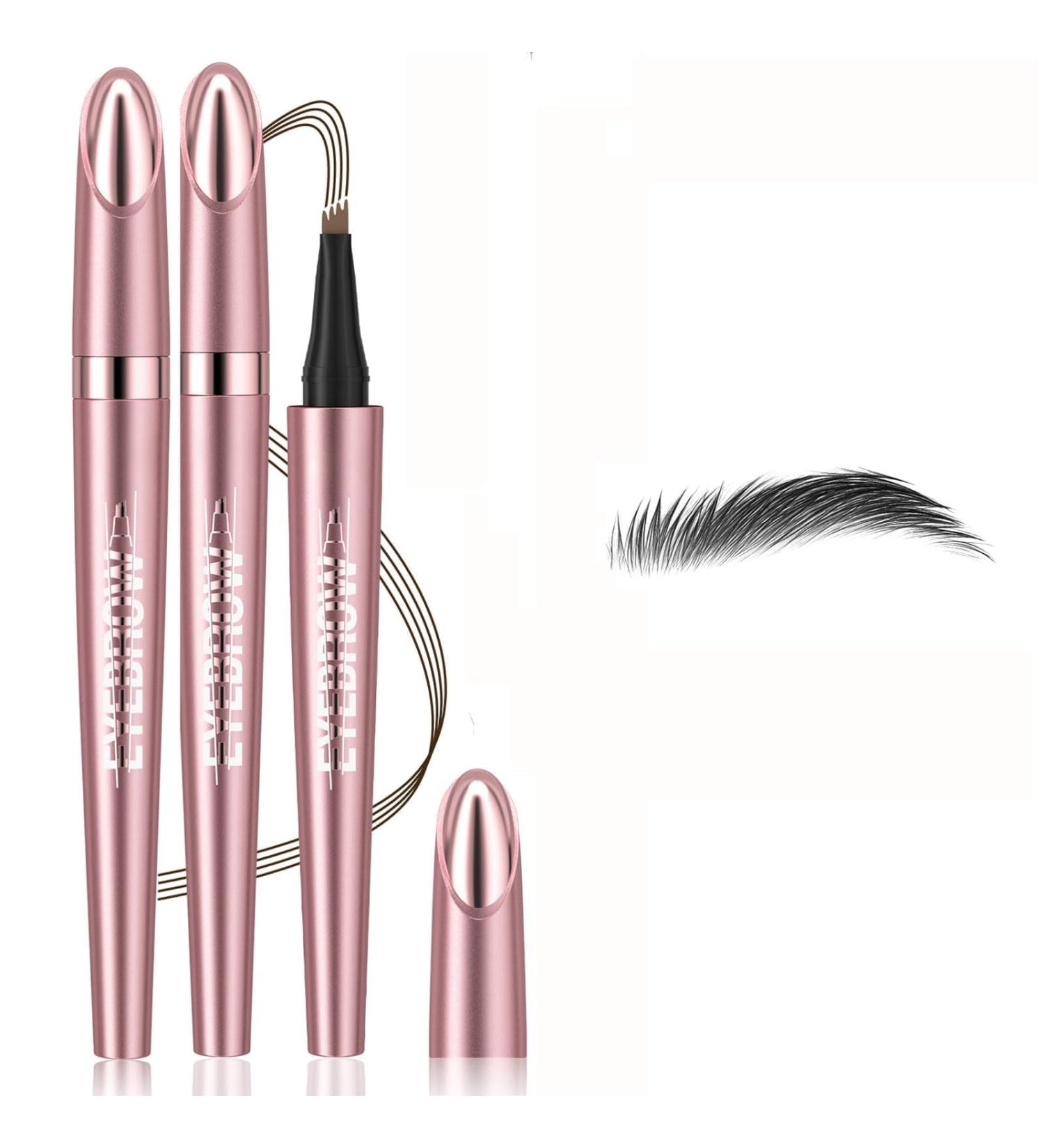 2024 New Magic Dark Brown Eyebrow Pencil - 3D 4 Fork Tip Eyebrow Pen Microblading Brow Pencil Precise Brow Pen Makeup 24 Hours Water-proof & Smudge-proof Natural Fine Stroke (04# Black) - Buy Online on GoSupps.com