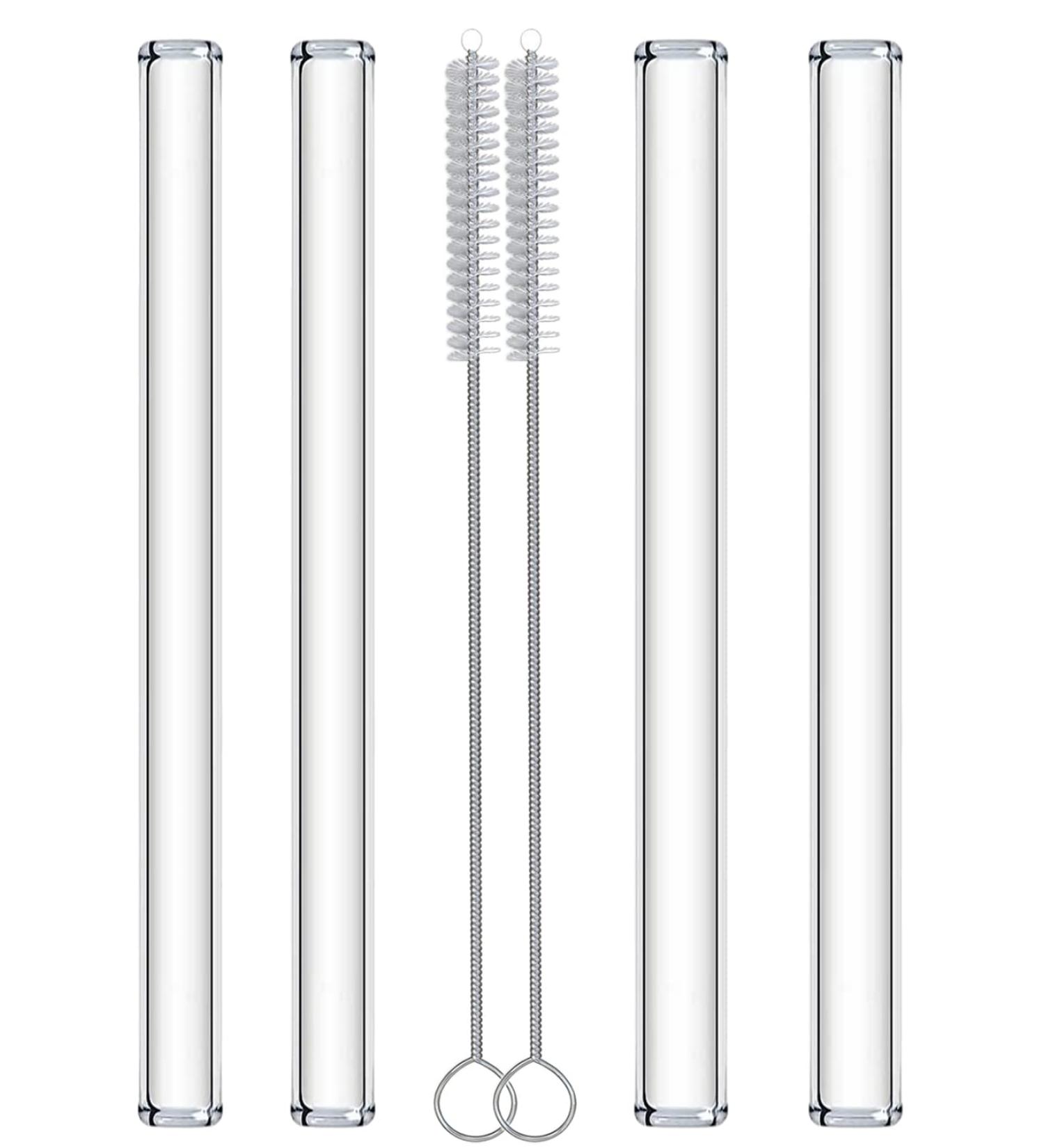 NAFENDER Boba Straw Glass Smoothie Straw Reusable Drinking Straw Clear 2 Extra Wide Boba Straws and 2 Wide Smoothie Straws with Brush - Buy Online on GoSupps.com