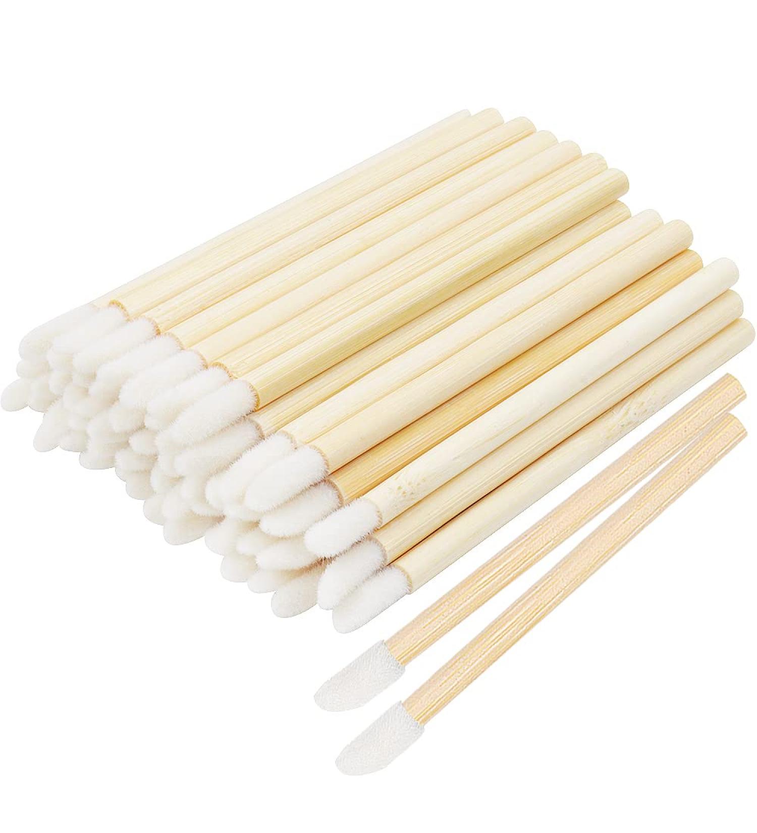 100 Pcs Premium Disposable Lip Brushes with Bamboo Handle - Makeup Tool Kit - Buy Online on GoSupps.com