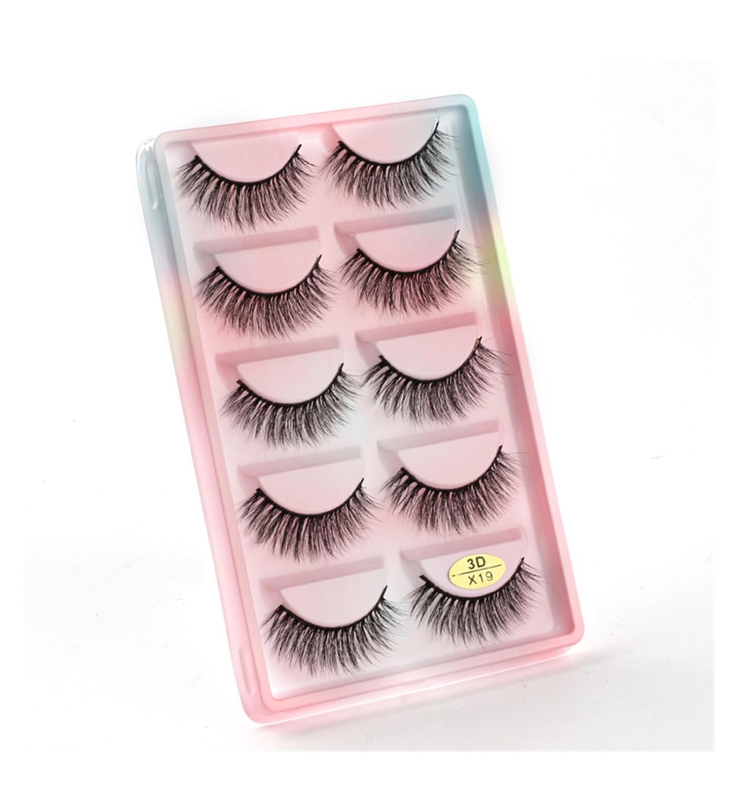 UAMOU 10/50/100 Boxes Mink Eyelashes Fluffy 3D Mink Lashes Makeup Natural Long Volume False Eyelashes Bulk Faux Cils Custom Cheerfully (Color : 5 Pairs X19CS Size : 50 Boxes) - Buy Online on GoSupps.com
