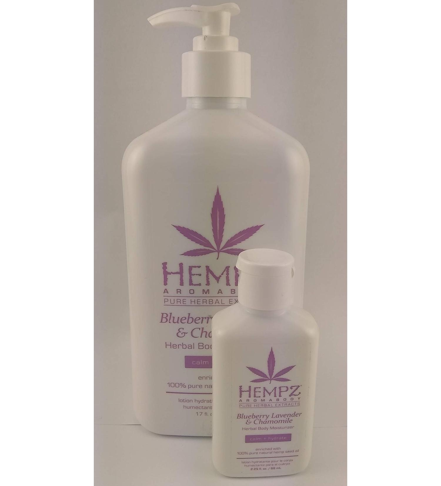 Hempz Aromabody Blueberry Lavender & Chamomile Herbal Body Moisturizer 17 oz and 2.25 oz