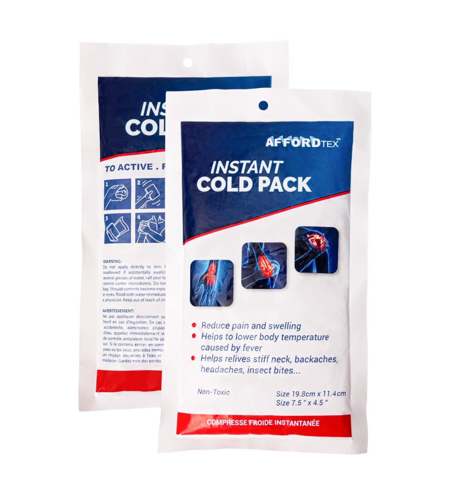 6 Pack Instant Cold Packs - Travel Size 7.5 x 4.5 - No Refrigeration Needed - Pain & Swelling Relief for Sports, Travel, Hiking - Buy Online on GoSupps.com