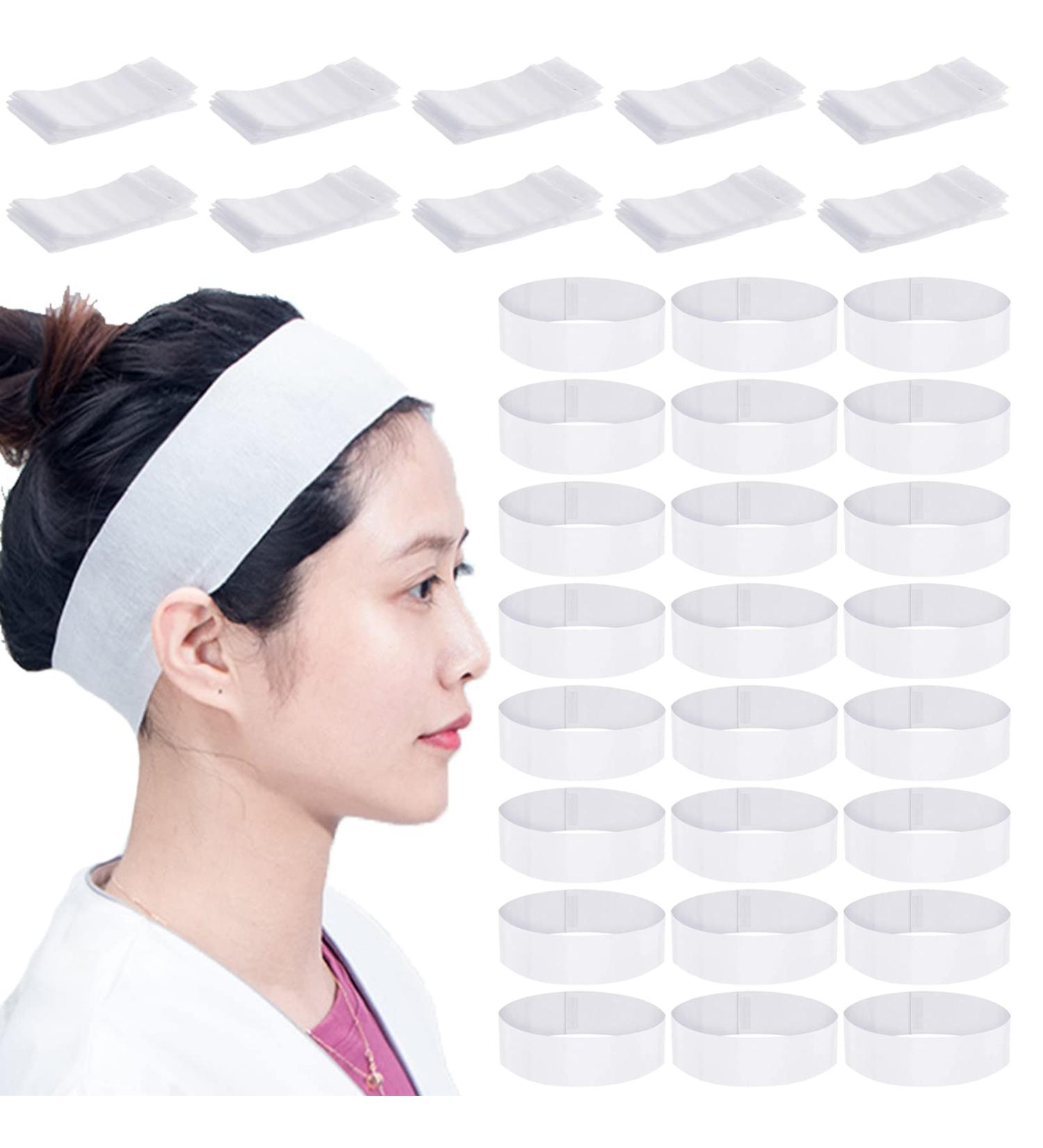 Merkaunis 200 Piece Disposable Spa Facial Headbands | Elastic Makeup Headband for Women | Adjustable Stretch Non-Woven Hair Band - Buy Online on GoSupps.com