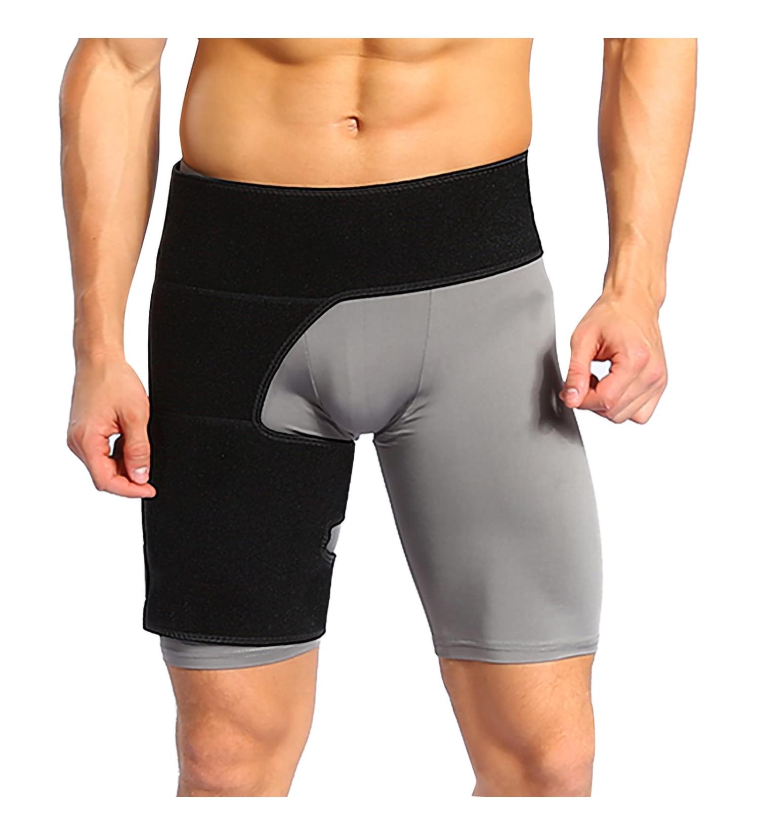 Groin Compression Wrap & Hip Thigh Support Brace | Adjustable Sciatica Wrap for Men & Women | Thigh Support for Sprains - Buy Online on GoSupps.com