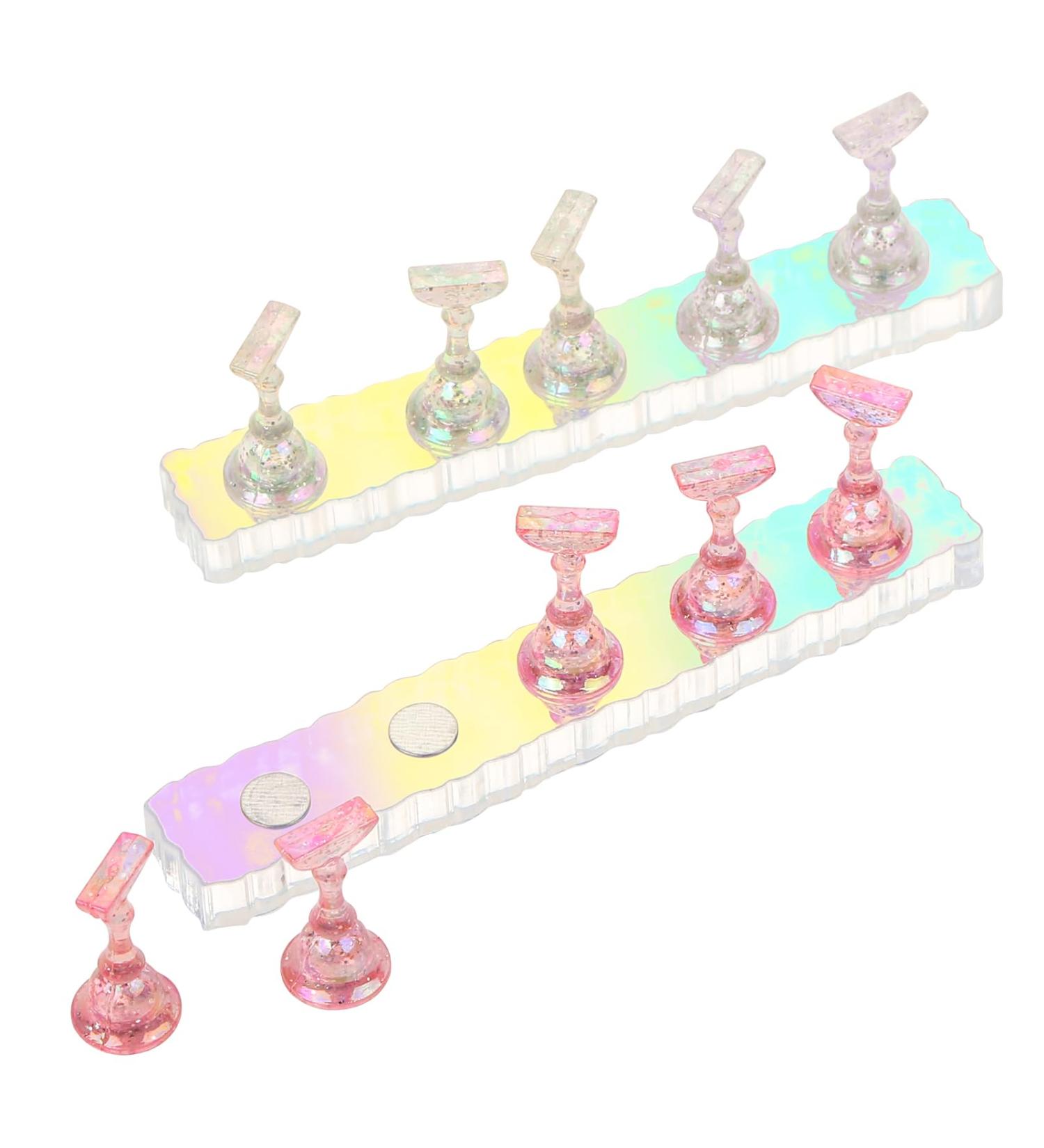 UHOMENY Nail Art Holder Stand for Painting Nails 10 pieces of Aurora Acrylic Nail Practice Stands DIY Nail Design Holders Nail Tips Display Stand for False Nails Manicure Tools (Transparent Pink) - Buy Online on GoSupps.com