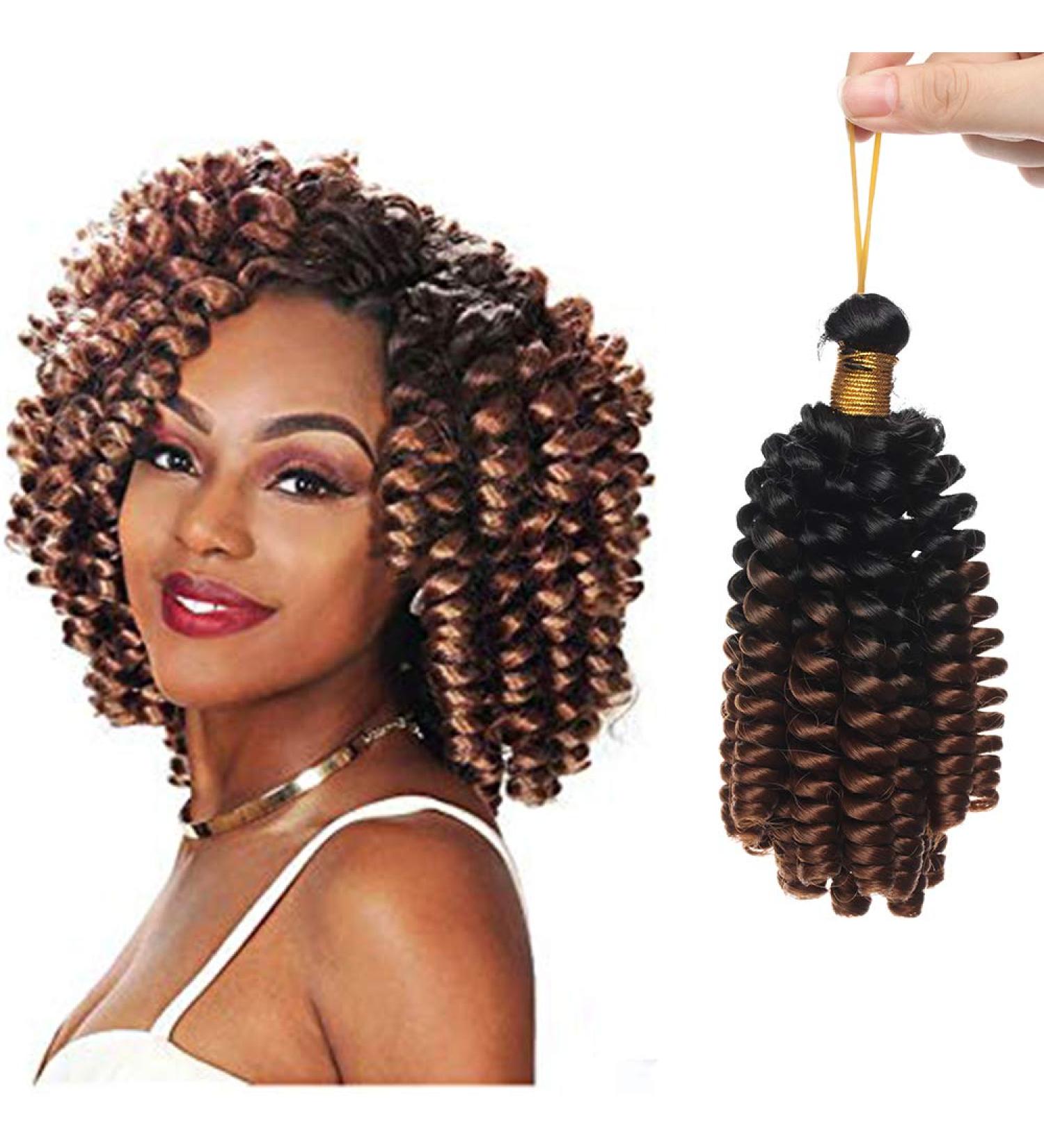 6" Crochet Braiding Hair Extensions Synthetic Twist Two Ombre Short Marley Bob Deep Wavy Curly Hairpieces For Women - Black to Red Brown - Buy Online on GoSupps.com