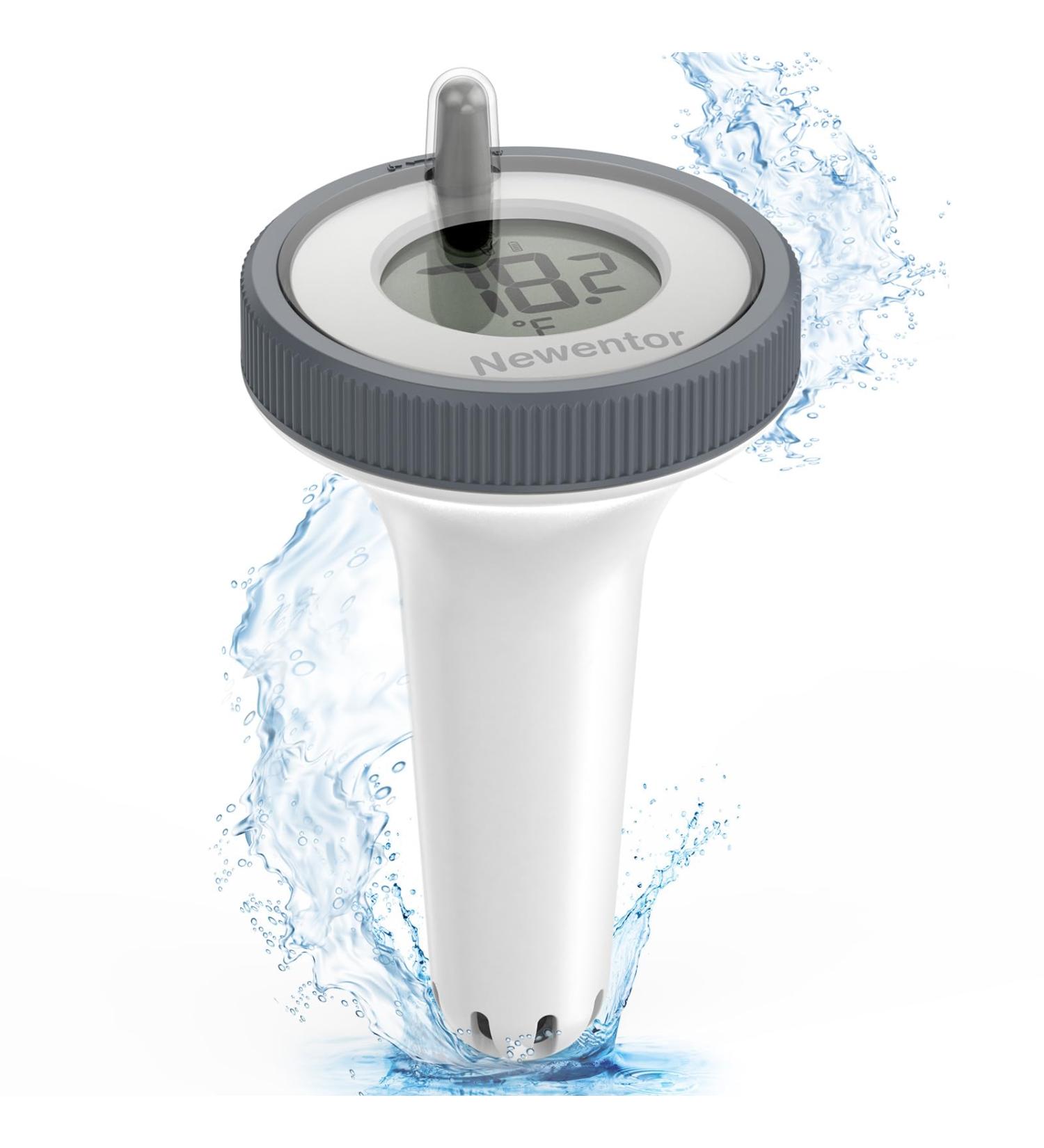 Newentor Funk Pool Thermometer | IPX8 Waterproof Energy-Saving 6-Month Battery Life - Perfect for Swimming Pools & Outdoor Use - Buy Online on GoSupps.com