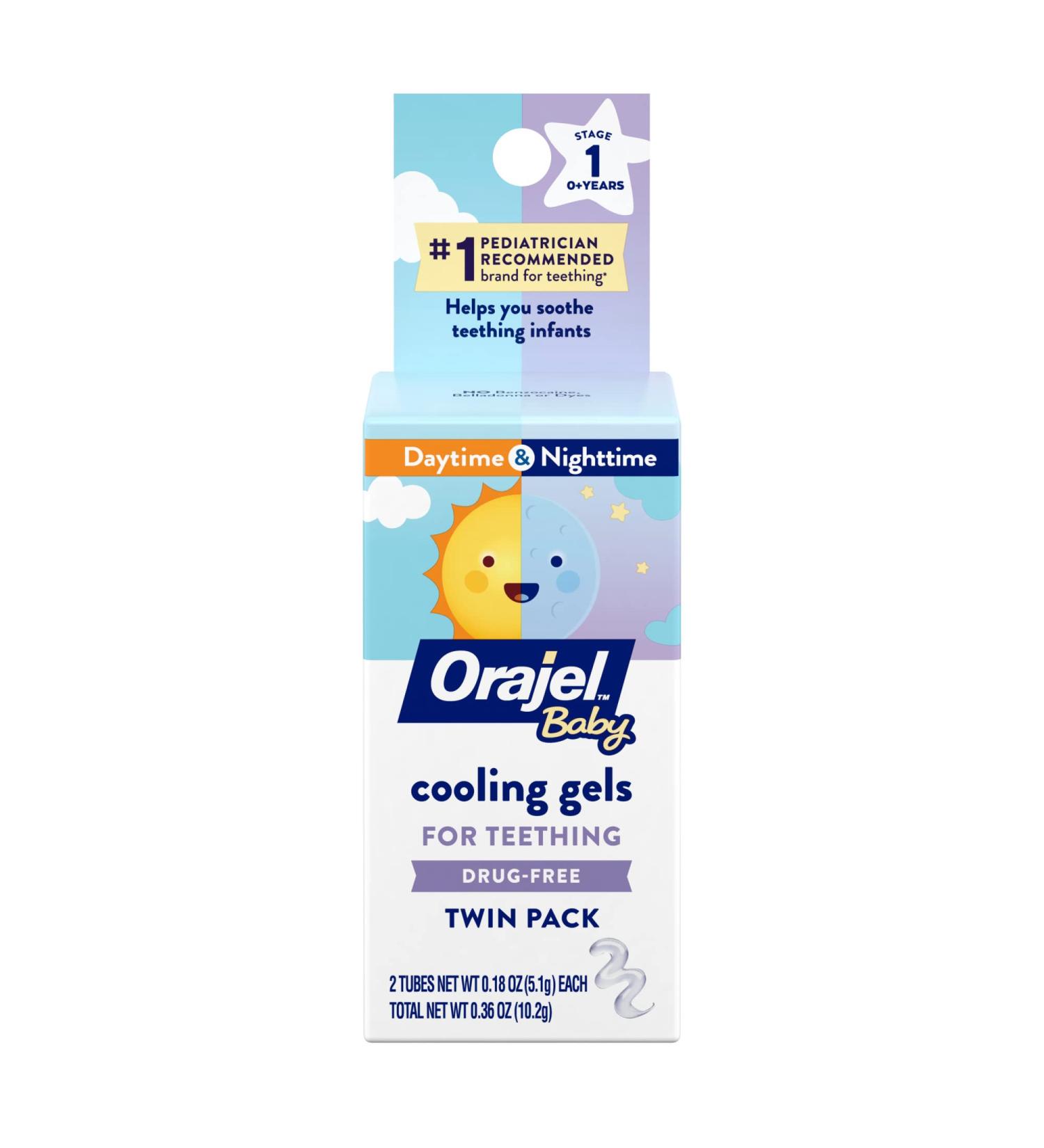 Orajel Baby Non-Medicated Cooling Gels for Teething - Daytime and Nighttime Relief | 2 Tubes, 0.18 oz each - Buy Online on GoSupps.com