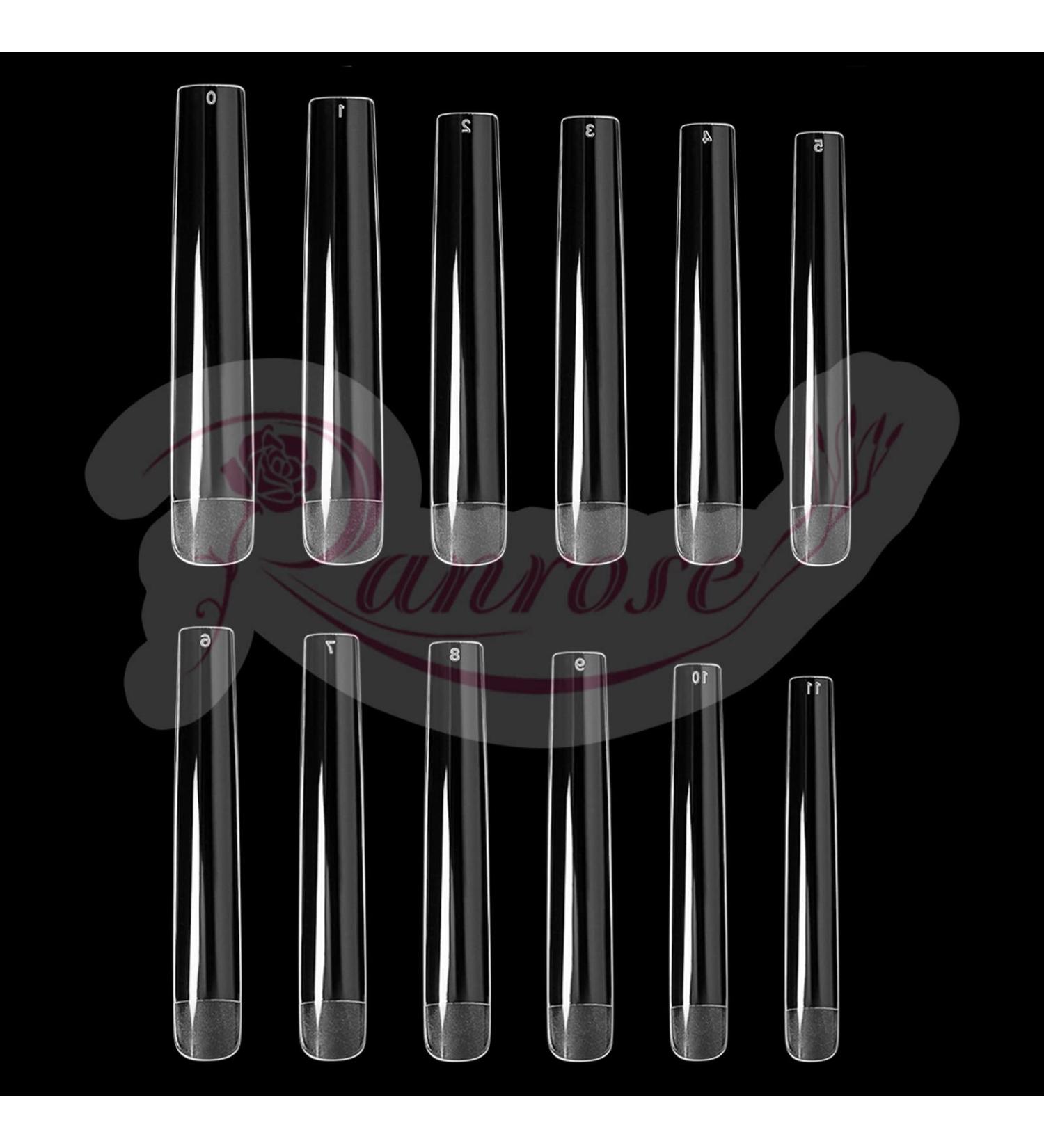 Ranrose 120PCS XXXL Clear Square Coffin Nail Tips - Extra Long Straight Acrylic False Press On Nails for Ballerina Style - Includes Storage Bag - Buy Online on GoSupps.com