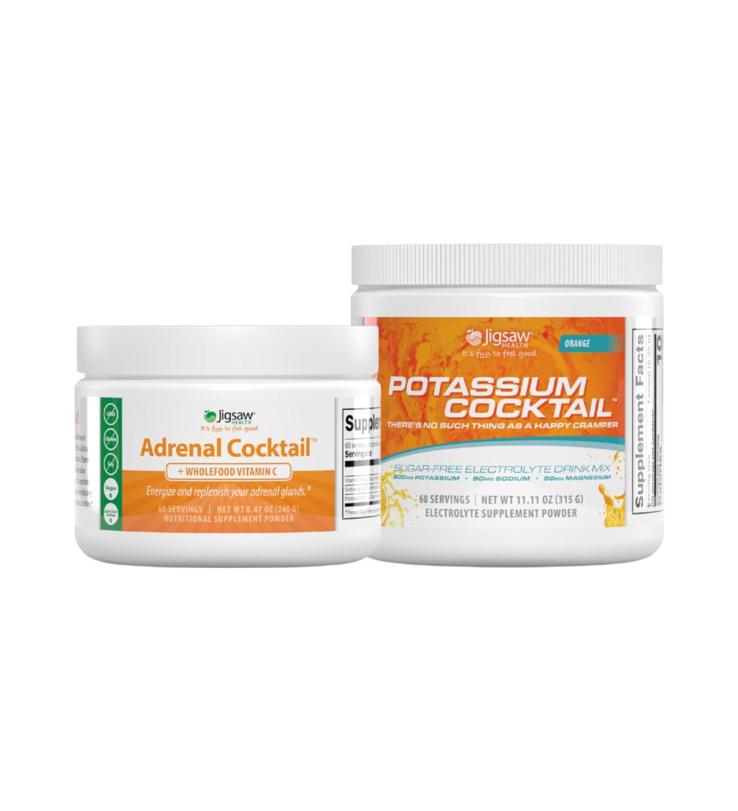Jigsaw Health Bundle | Adrenal Cocktail 60 Servings (Jar) and Potassium Cocktail (Orange) 60 Servings (Jar) - Buy Online on GoSupps.com