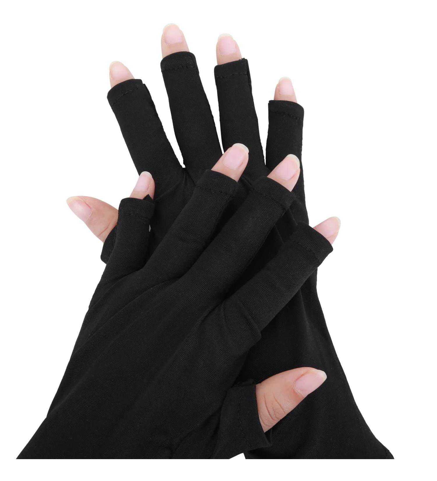 Buy Tiesome UV Protective Gloves for Gel Nail Lamps - UPF50+ Fingerless Gloves for Manicure UV Protection | Black - Buy Online on GoSupps.com