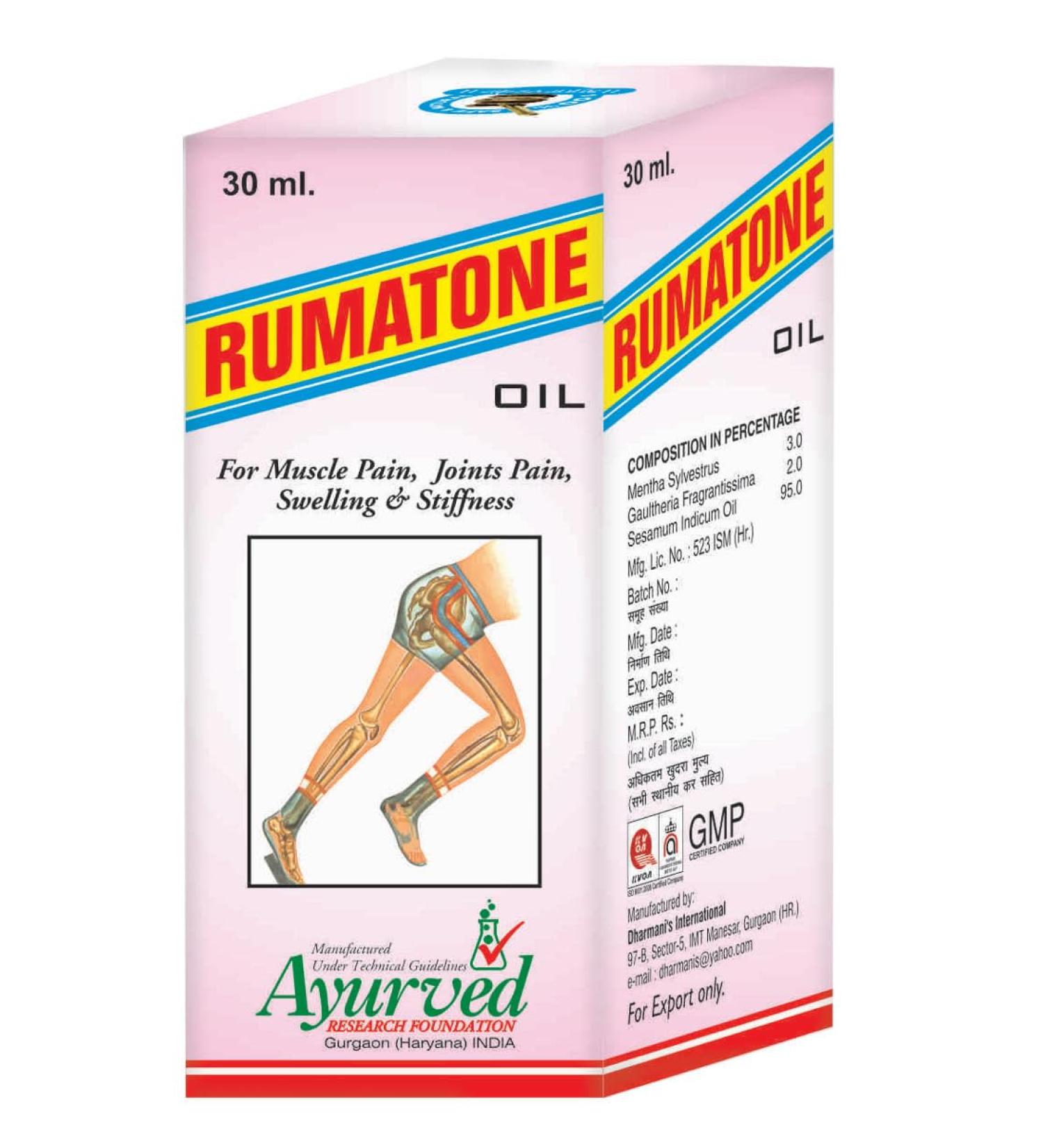 Rumatone Oil Pack of 3 - Ayurvedic Joint Massage Oil (30ml each) for Pain Relief | International Shipping Available - Buy Online on GoSupps.com