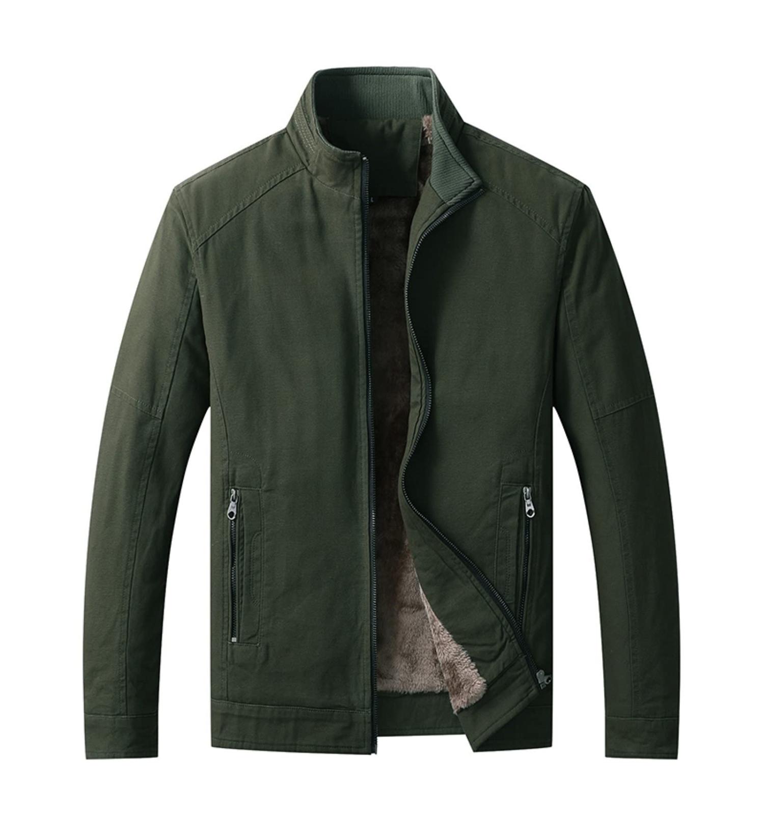 Hanxiulin Men's Oversized Warm Plush Jacket - Winter Parka & Casual Sweat Fleece Coat in 3XL Green - Buy Online on GoSupps.com