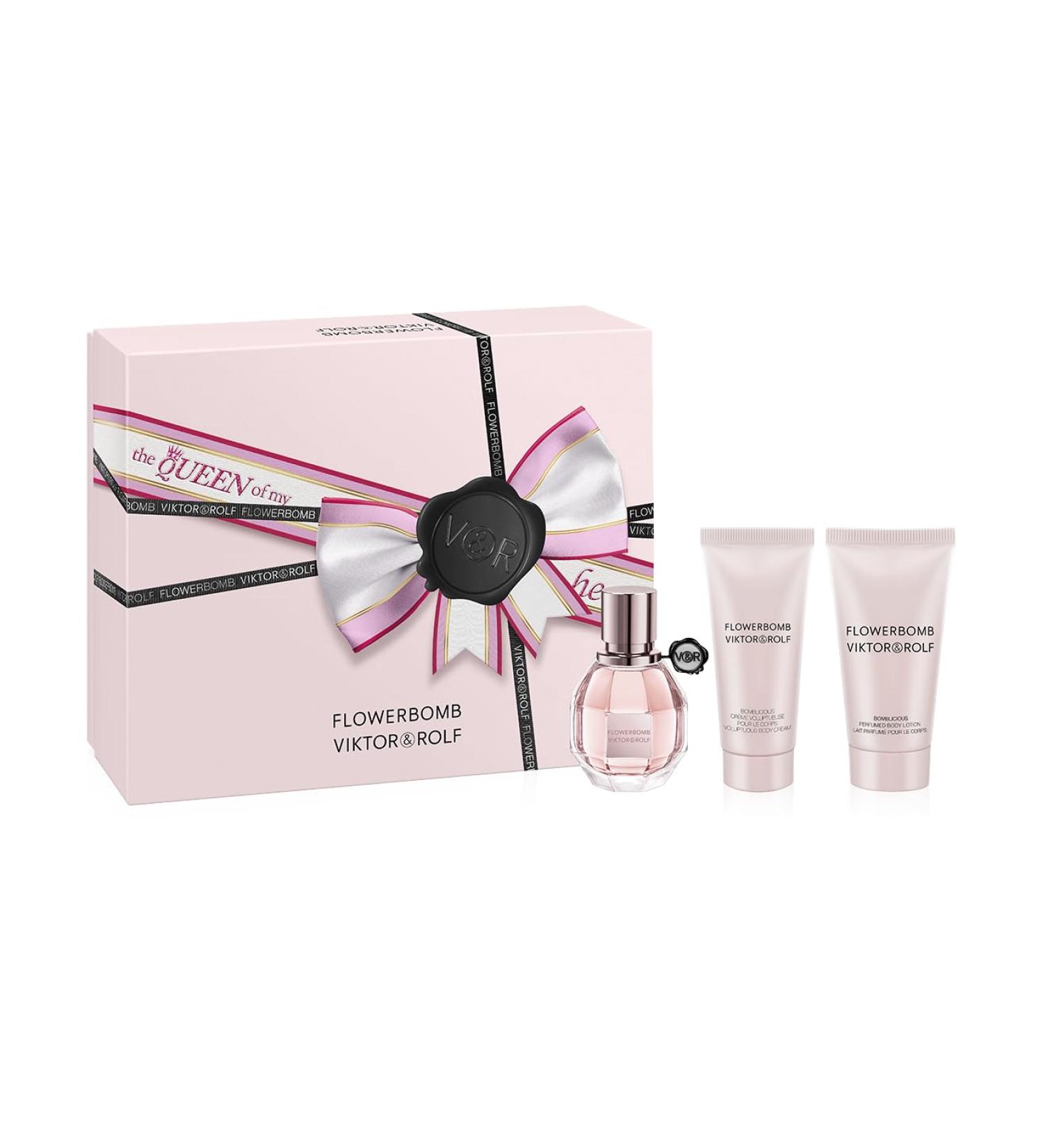 Viktor&Rolf - Flowerbomb Eau de Parfum - Women's Perfume Gift Set - Floral & Woody - With Notes of Rose Peony & Patchouli - Perfume 1 Fl Oz Body Cream 1.4 Fl Oz & Body Lotion 1.7 Fl Oz - Buy Online on GoSupps.com