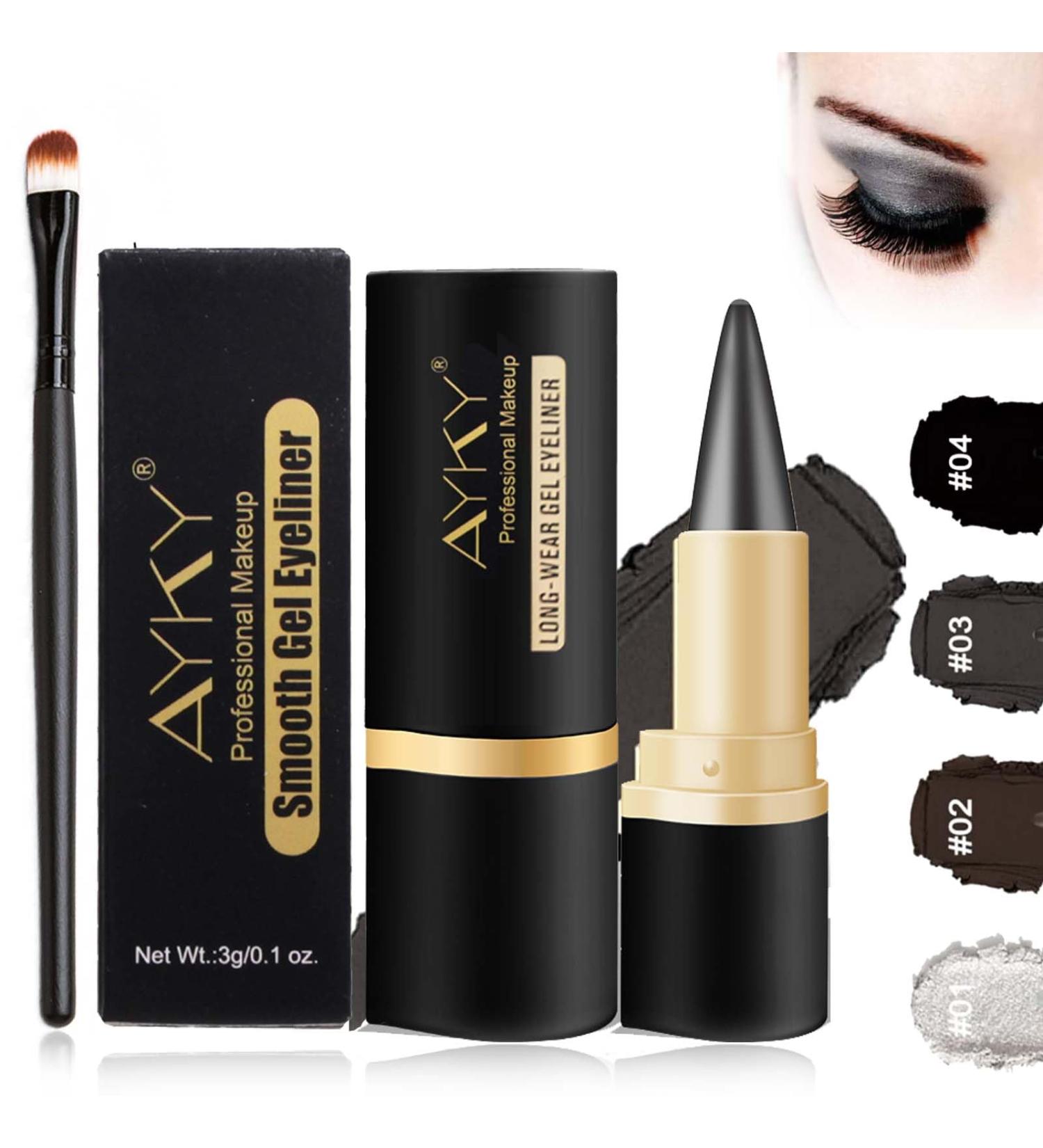 Ayky Long Wear Gel Eyeliner Natural Black Eyeliner Cream Waterproof Rationalu Gel Eyeliner Smokey Eyeshadow Palette Stick Smudge Proof Quick-Drying Matte Create Statement Eye Look (#03) - Buy Online on GoSupps.com