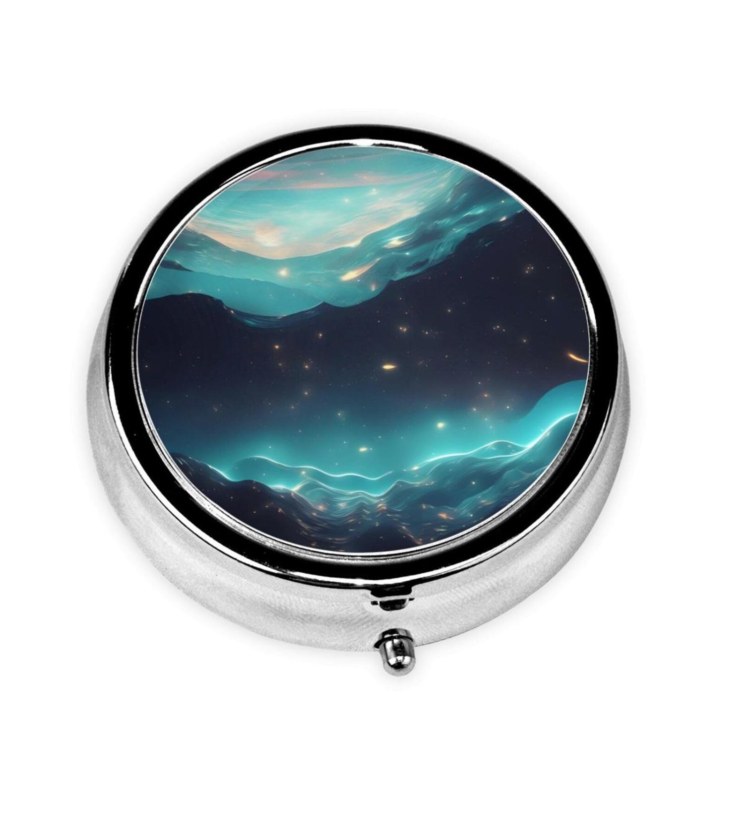 Science Fiction Stars Round Pill Box | 3 Compartment Portable Travel Organizer for Medications - Buy Online on GoSupps.com