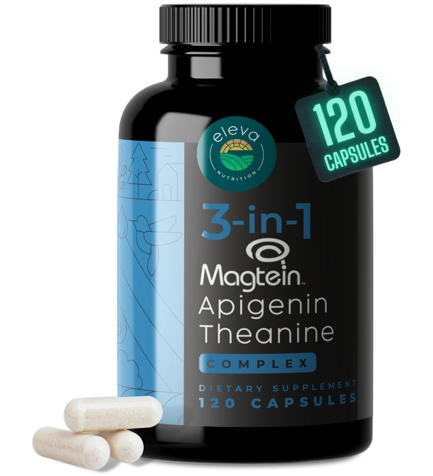 Magnesium Theanine L-Threonate Apigenin Supplement for Sleep Aid-3- in-1 Complex Supplement Support Relaxation- Melatonin-Free Magnesium- Zero Fillers- Gluten Free & Non-GMO-120 Count Veggie Capsules - Buy Online on GoSupps.com