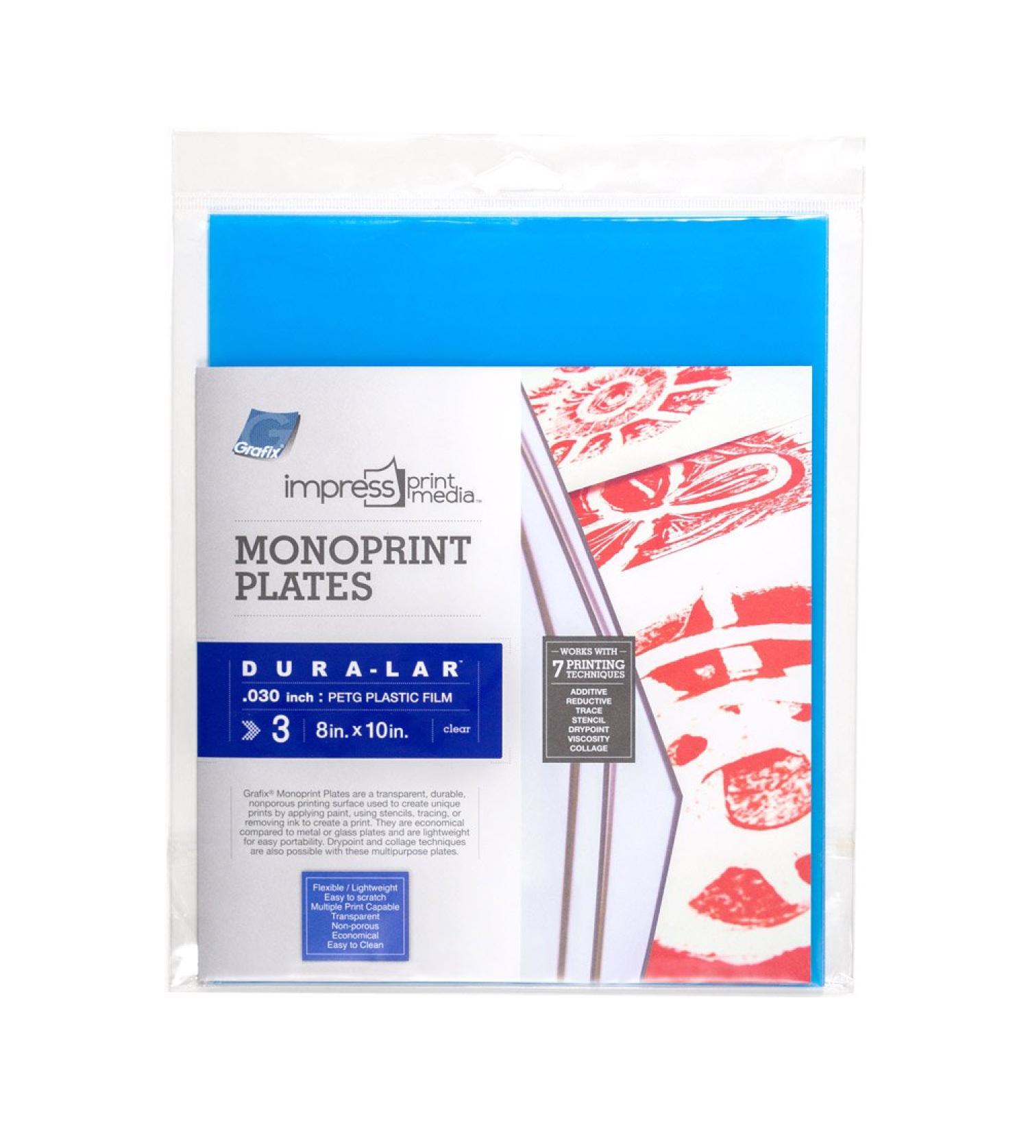 Grafix Impress 8 x 10 Pack of 3 Transparent Lightweight Non-Porous .030 Polyester Monoprinting Surface Economical Alternative to Metal or Glass Plates 8 x 10 Clear 8 x 10 3-Pack - Buy Online on GoSupps.com