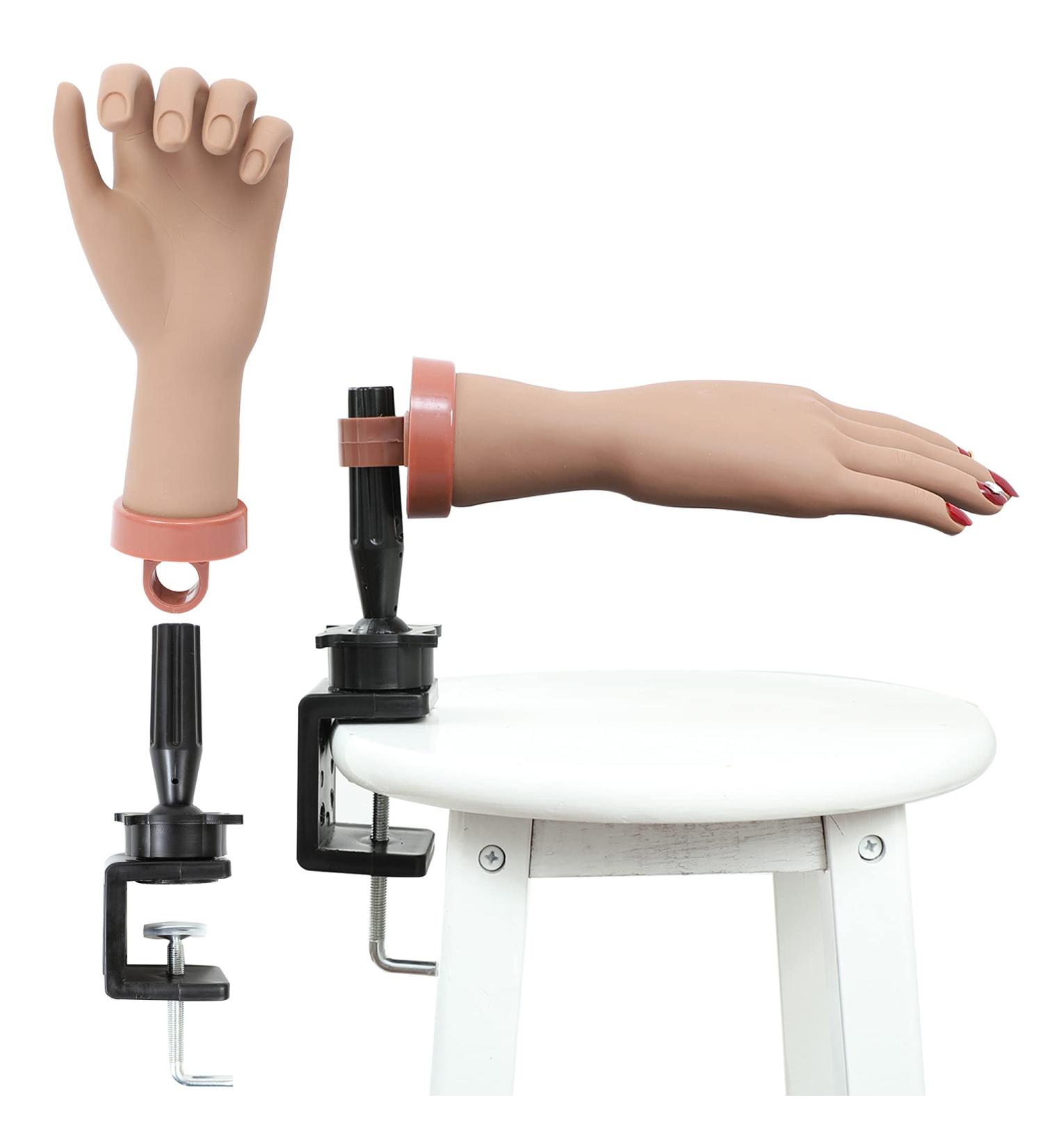Nail Practice Handd for Acrylic Nail Kit Nail Mannequin Hand Fake Hand for Fake Nails Practice Hand and C-Clamp Holder Acrylic Nail Training Hand (Dark Hand) 3 - Buy Online on GoSupps.com