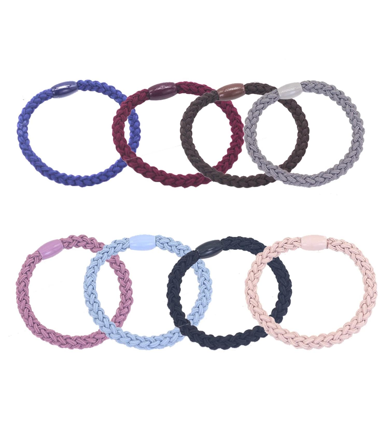 Elastic Braided Hair Ties - 40-Piece Thick Cotton Ponytail Holders for Curly & Heavy Hair | 8 Colors Available | Premium Hair Accessories - Buy Online on GoSupps.com