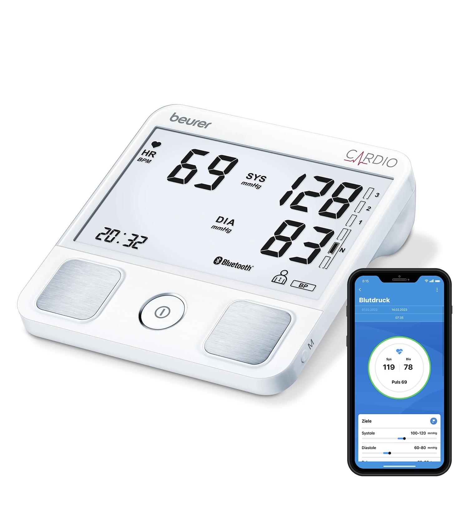 Beurer BM 93 Cardio Blood Pressure Meter - EKG Function Atrial Fibrillation Detection Integrated HealthManager App - Buy Online on GoSupps.com