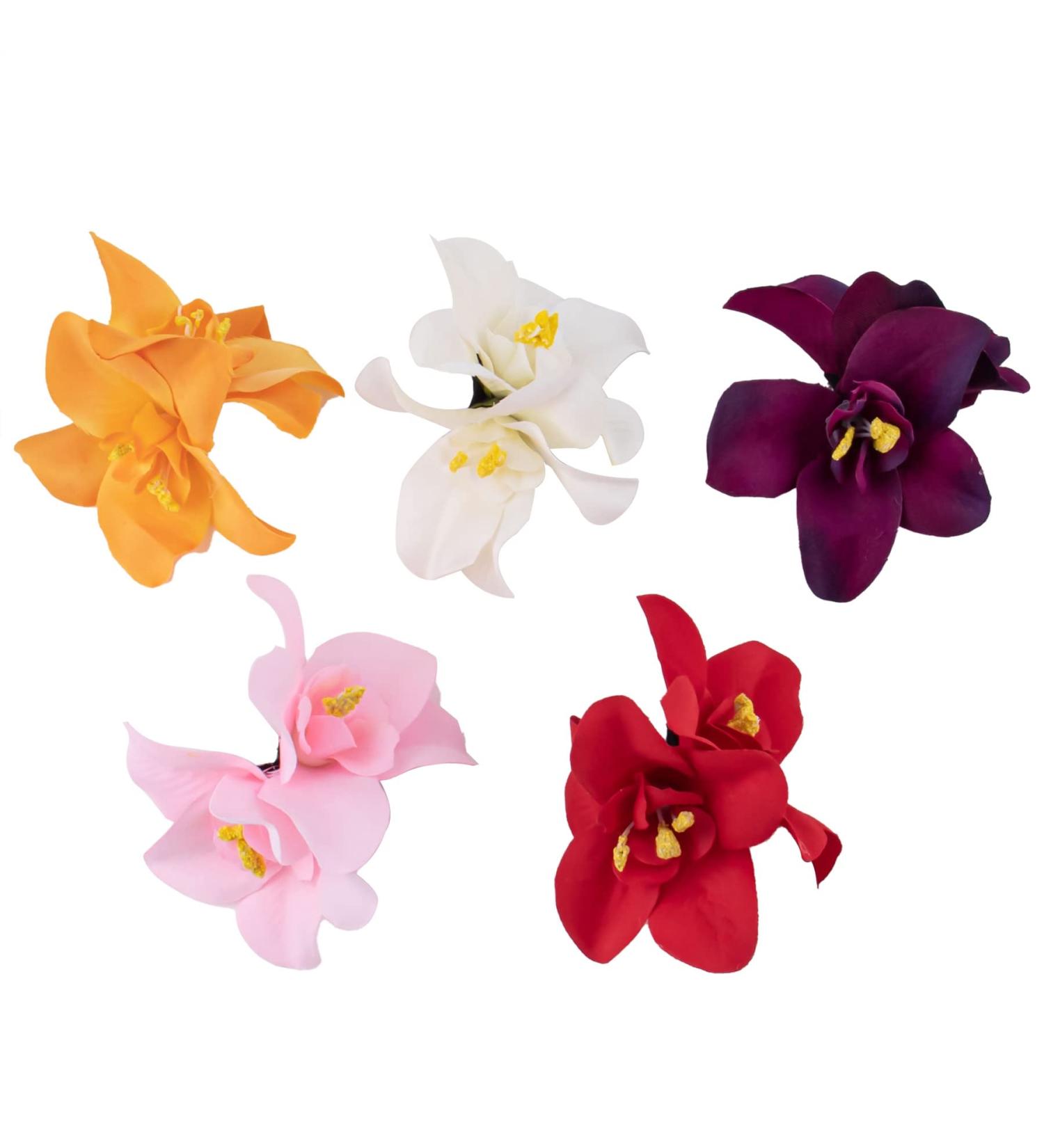 Framendino 5 Pack Hawaiian Amapola Flower Hair Clips - Artificial Orchid Barrettes - 5 Count (Pack of 1), Style A - Buy Online on GoSupps.com