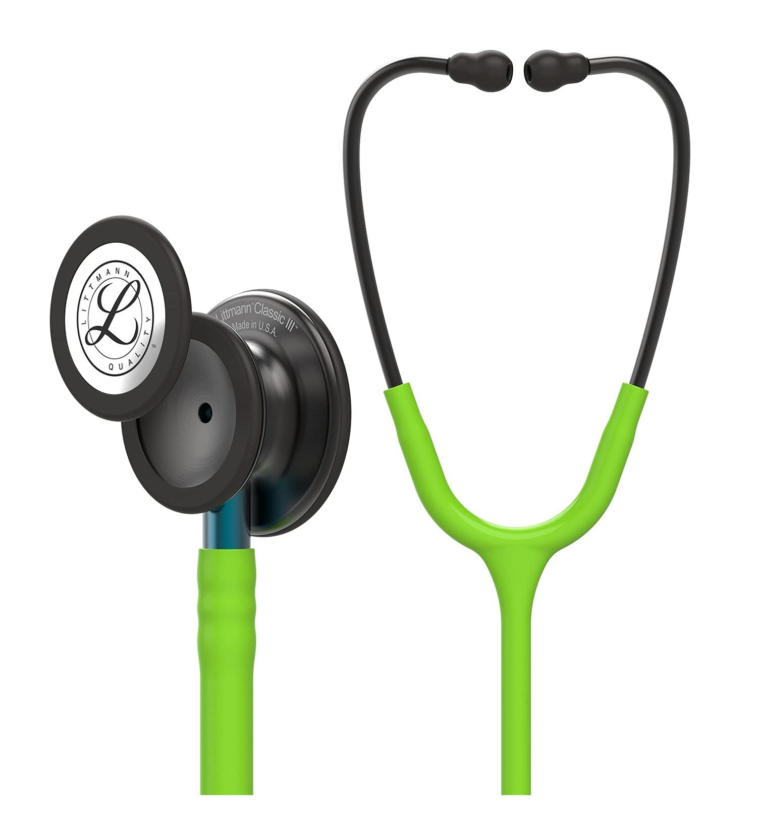 3M Littmann Classic III Stethoscope - Smoke Chestpiece, Lime Green Tube, Blue Stem - 27 inch - Buy Online on GoSupps.com