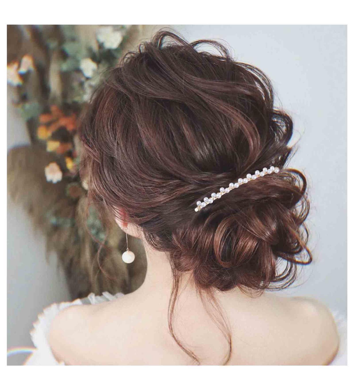 Allereya Pearl Hair Comb Barrette Pearl Hair Barrette Comb Faux Pearl Wedding Headpieces French Pearl Head Comb Clip Decorative Headwear Bride Hair Accessories for Women and Girls (Style C) - Buy Online on GoSupps.com