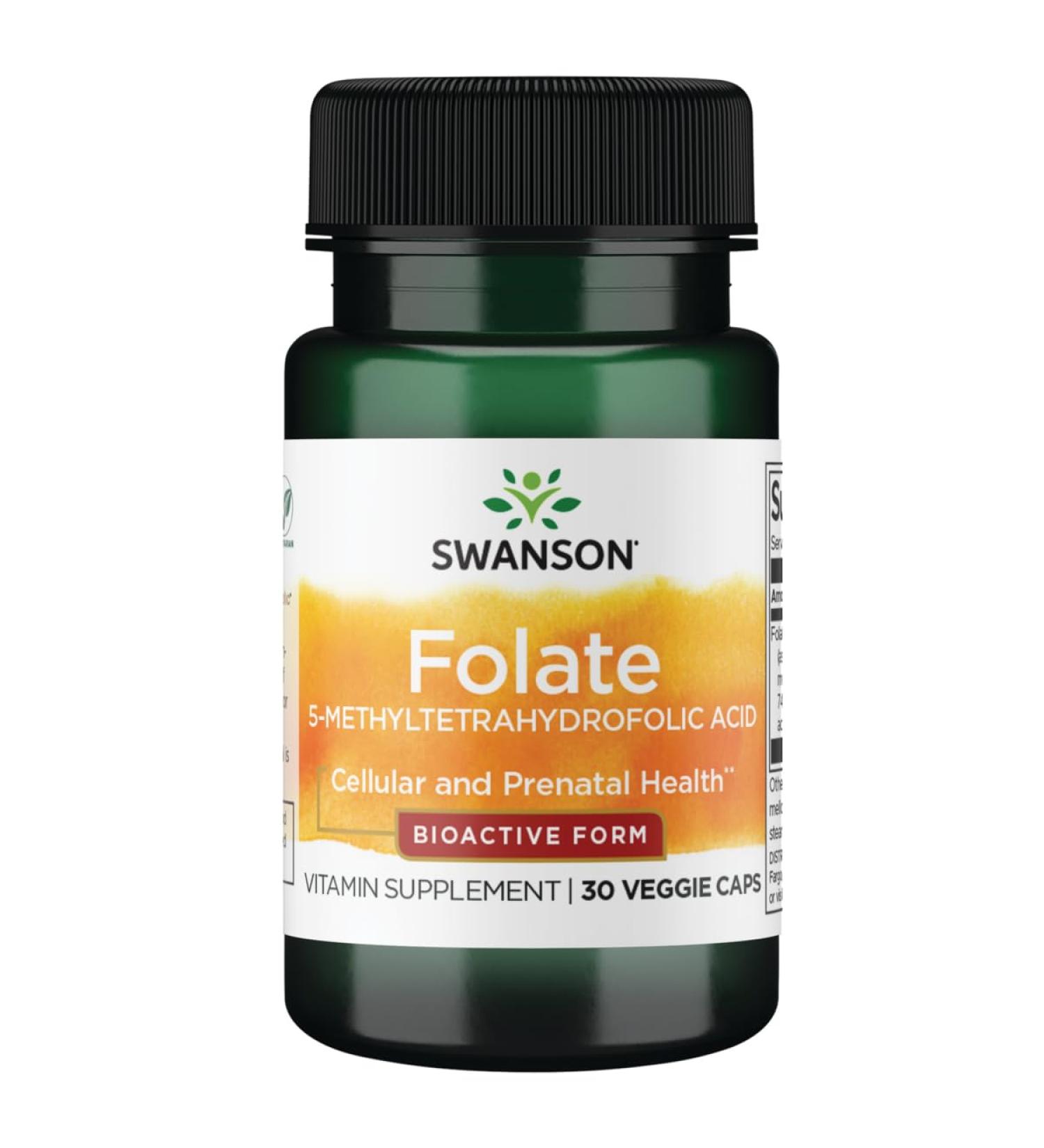 Swanson Folate (5-Methyltetrahydrofolic Acid) 400 mcg 30 Veg Capsules