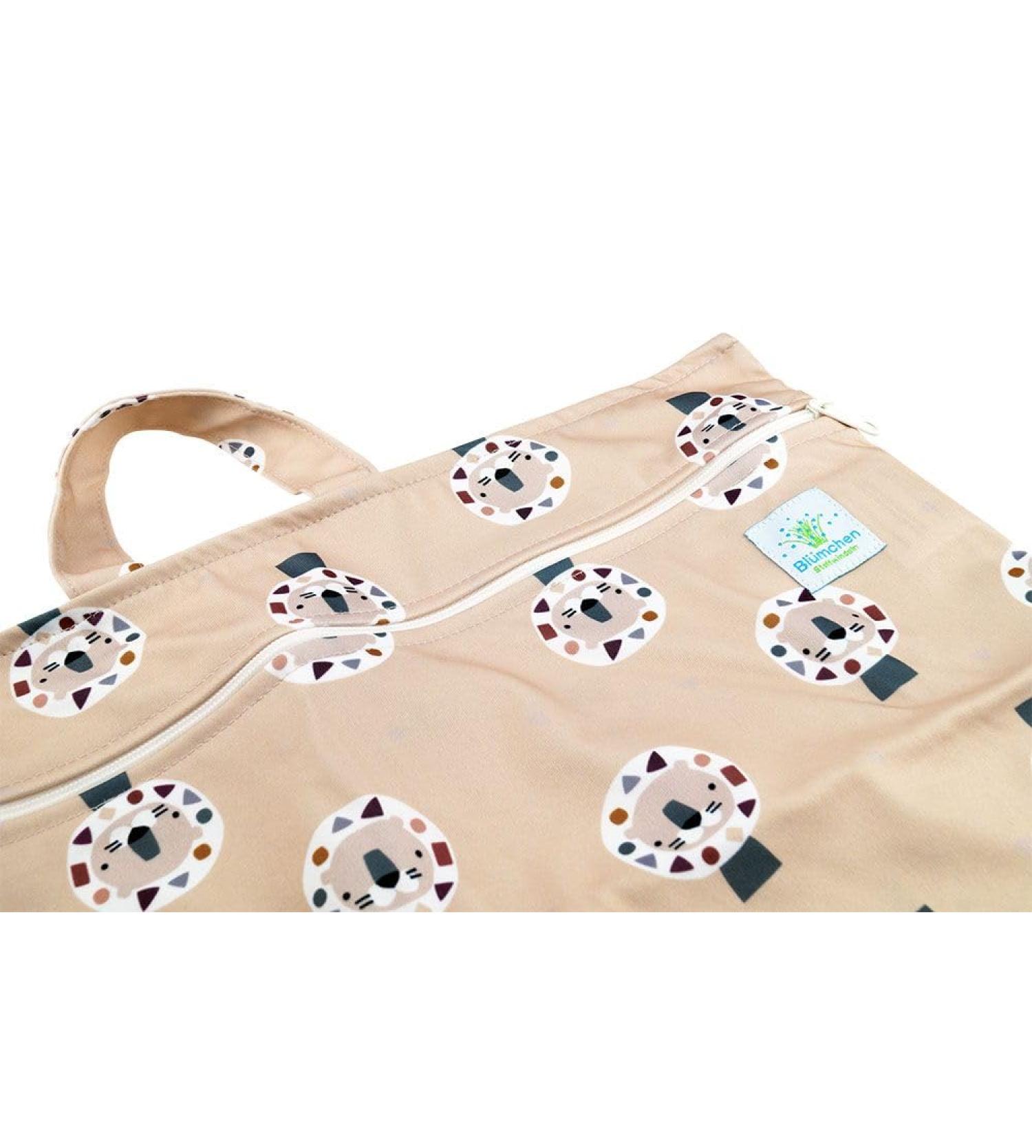 Flower hanging diaper bag XL with zipper (Cozy Lion)