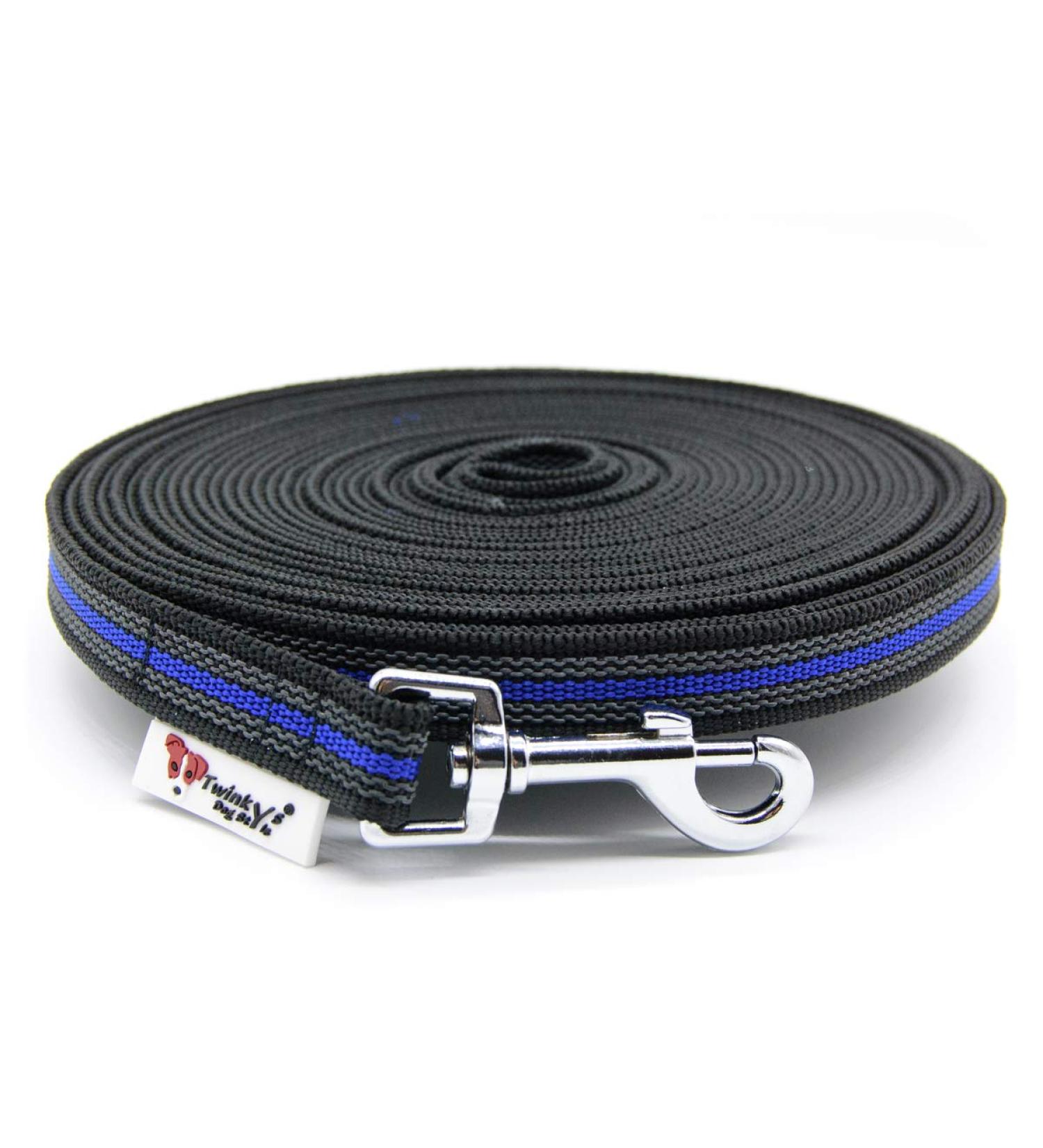 Twinkys Dog Style Tow Leash - 20mm Wide 50m Length Rubberized For Dogs up to 50kg - Made in Germany - Black & Blue - Buy Online on GoSupps.com