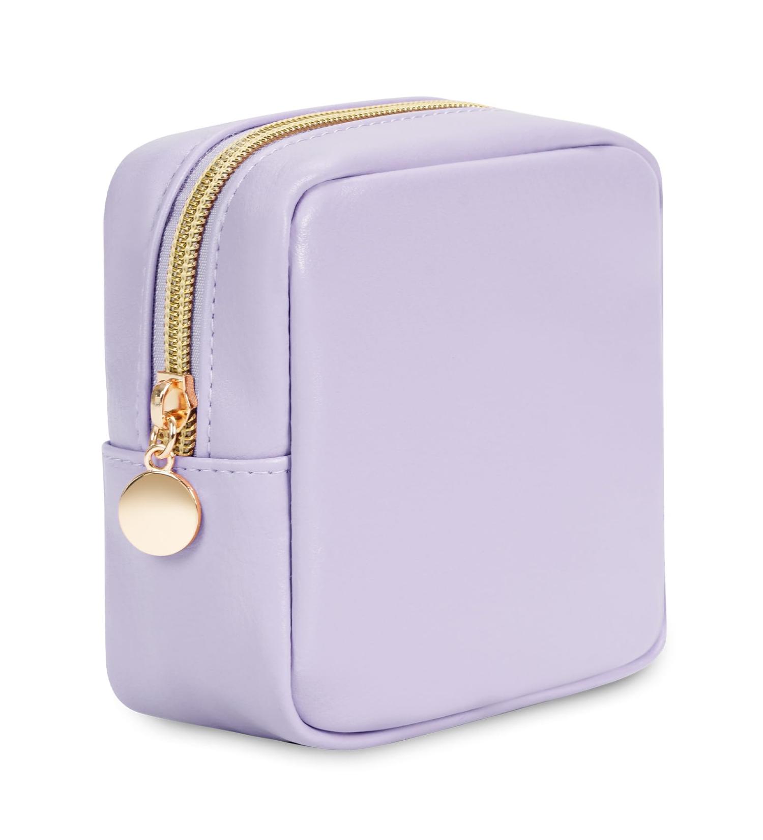 Wandering Nature Small Makeup Bag - Mini Cosmetic Pouch for Women with Slip-in Pockets in Eco Vegan Leather (Purple) - Patent Pending - Buy Online on GoSupps.com