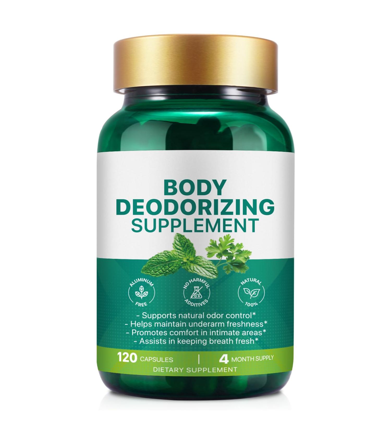 Body Deodorizing Supplement | Natural Internal Odor Control | Chlorophyll Capsules | with Chlorophyllin Parsley and Peppermint | for Skin Breath and Body Health | 4 Month Supply - 120 Caps - Buy Online on GoSupps.com
