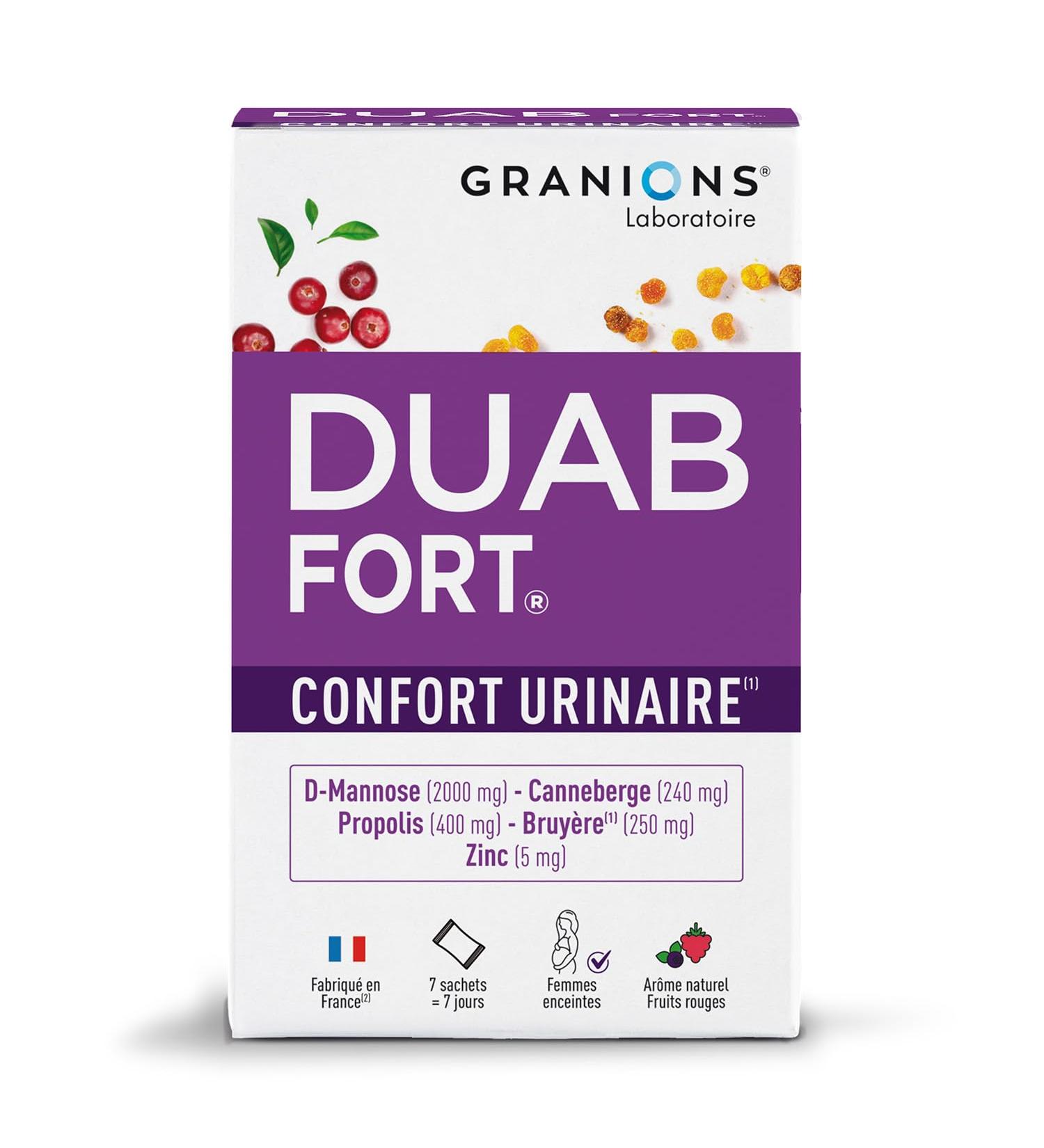 Duab Fort Confort Urinary GRANIONS | 7 sachets of Cranberry Propolis Heather and D-Mannose to prevent and relieve women's urinary discomfort | Made in France | Patented formula - Buy Online on GoSupps.com