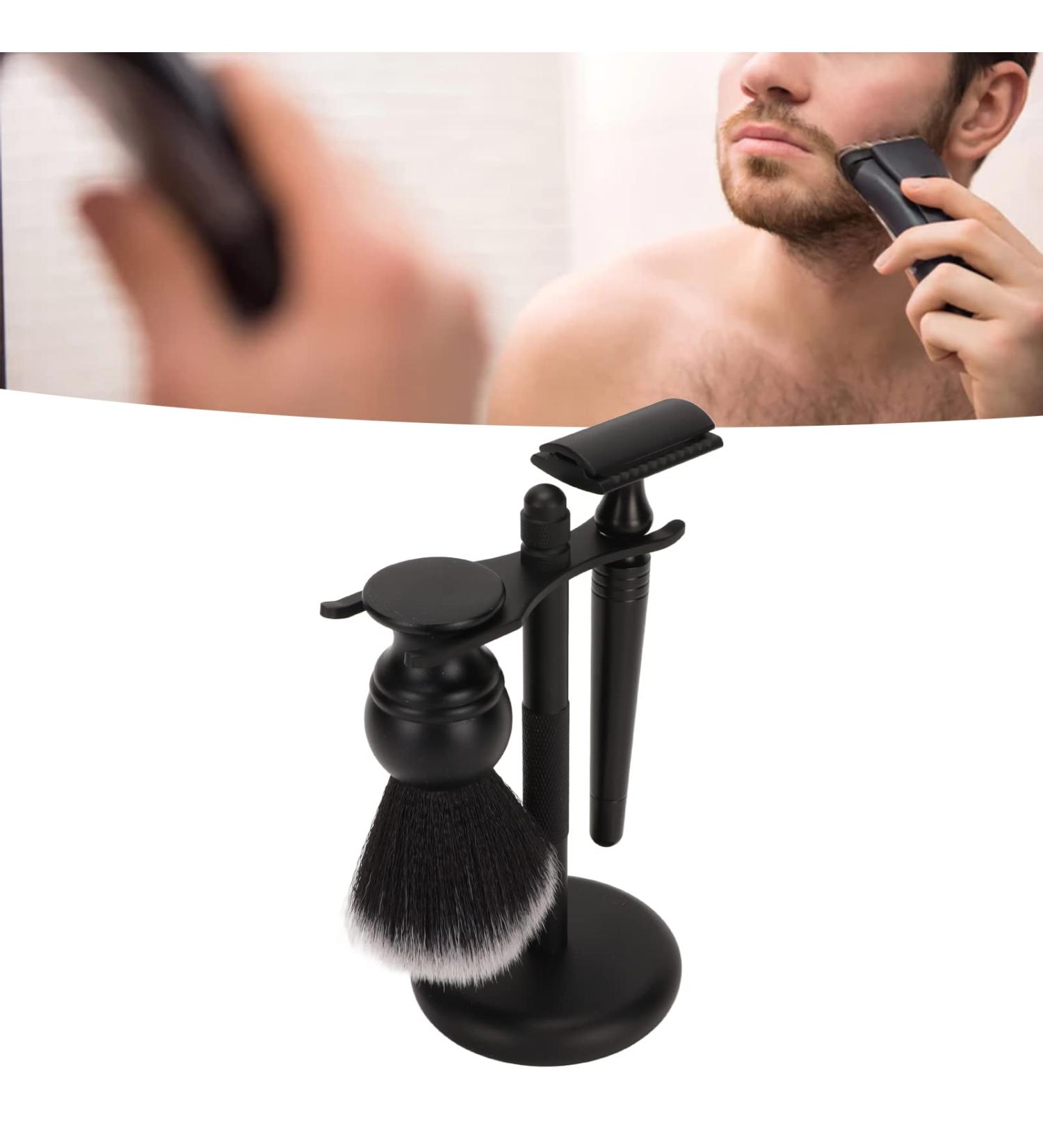 Premium Wooden Beard & Shaving Brush Set for Men | Professional Quality with Rack - Brrnoo - Buy Online on GoSupps.com