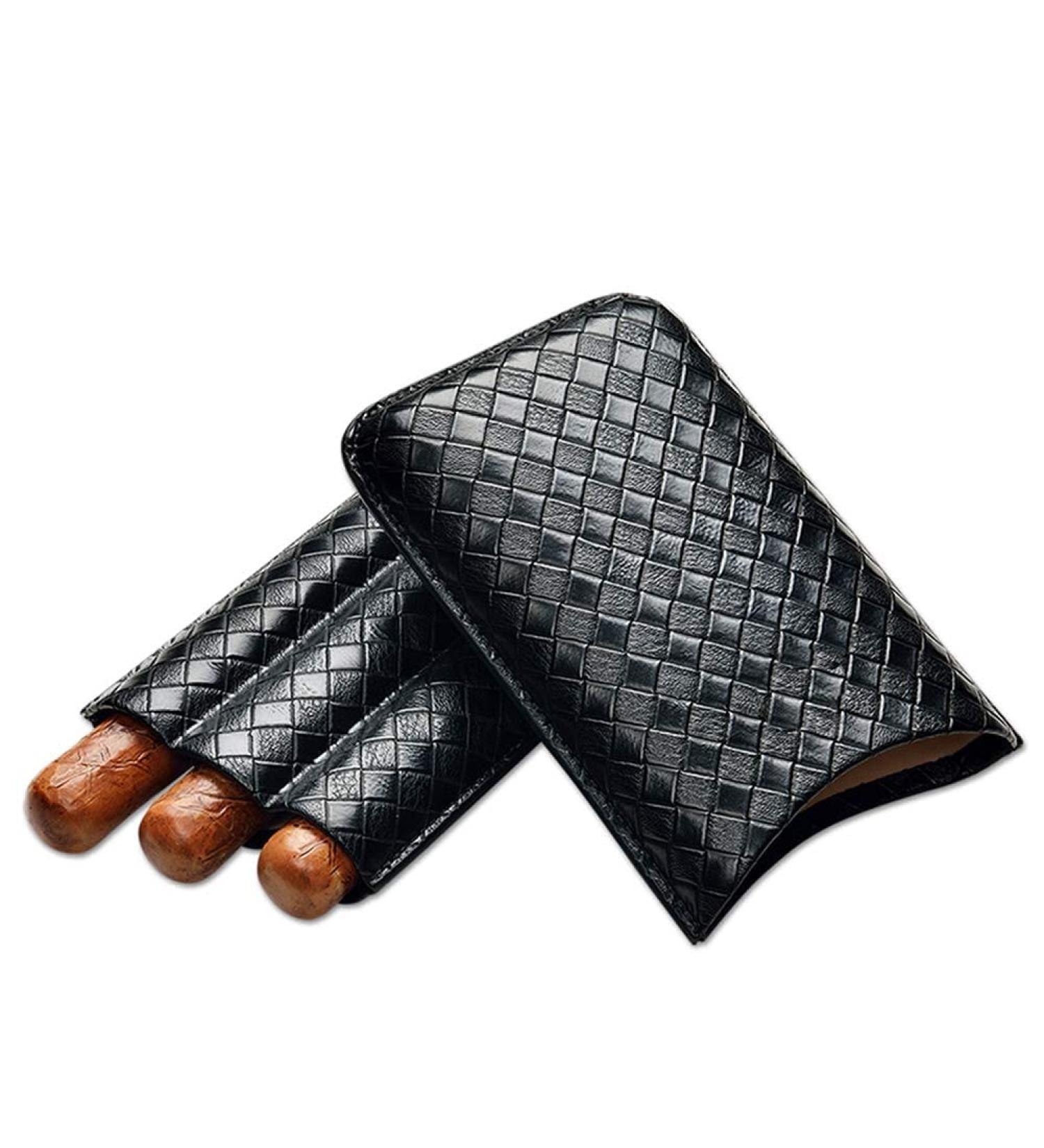 Portable Cigar Case Travel 3 Tube Humidor Classy Crocodile Pattern Leather Travel Cigar Case Cigar Storage Box Holds up to 3 Cigars Black - Buy Online on GoSupps.com
