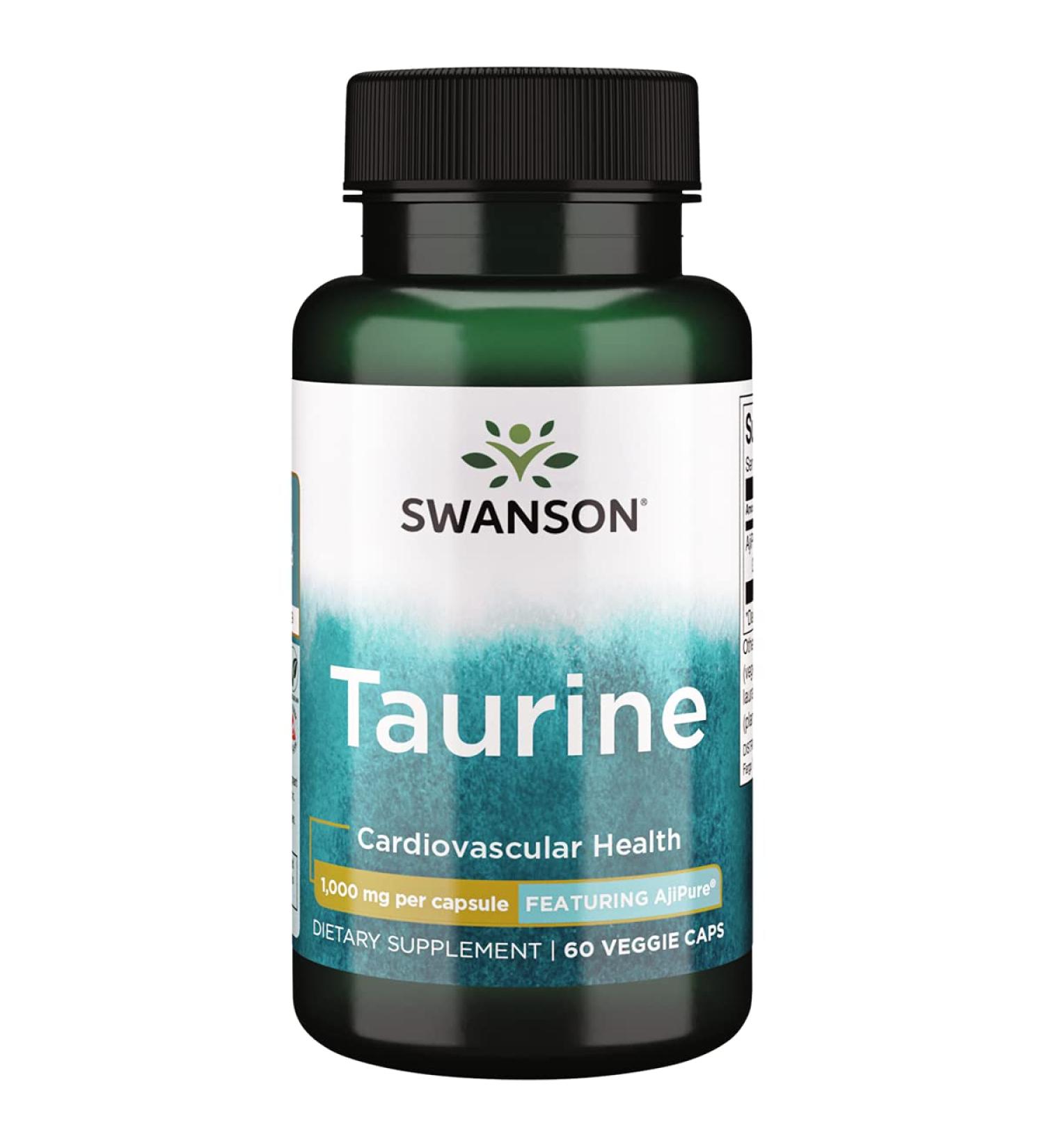Swanson AjiPure Taurine 1000mg - Premium 60 Vcaps for Optimal Health | International Shipping Available - Buy Online on GoSupps.com