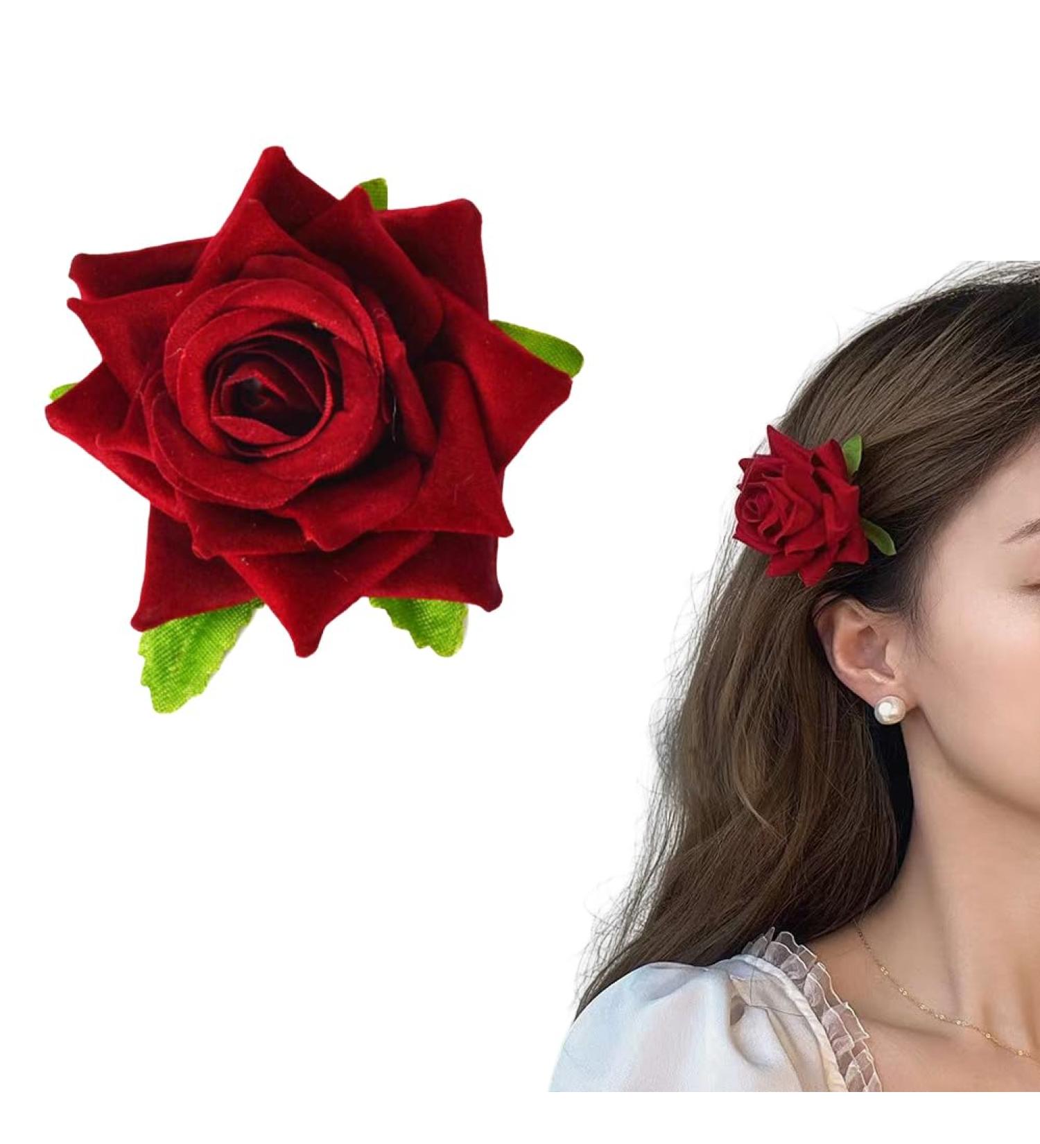 Red Rose Hair Clip for Women Flower Hair Accessories Wedding Hair Pins for Bride Hair Flowers for Girls Bridesmaid Hair Pieces for Women Wedding Hair Flowers Clips Floral Hair Barrettes for Women - Buy Online on GoSupps.com