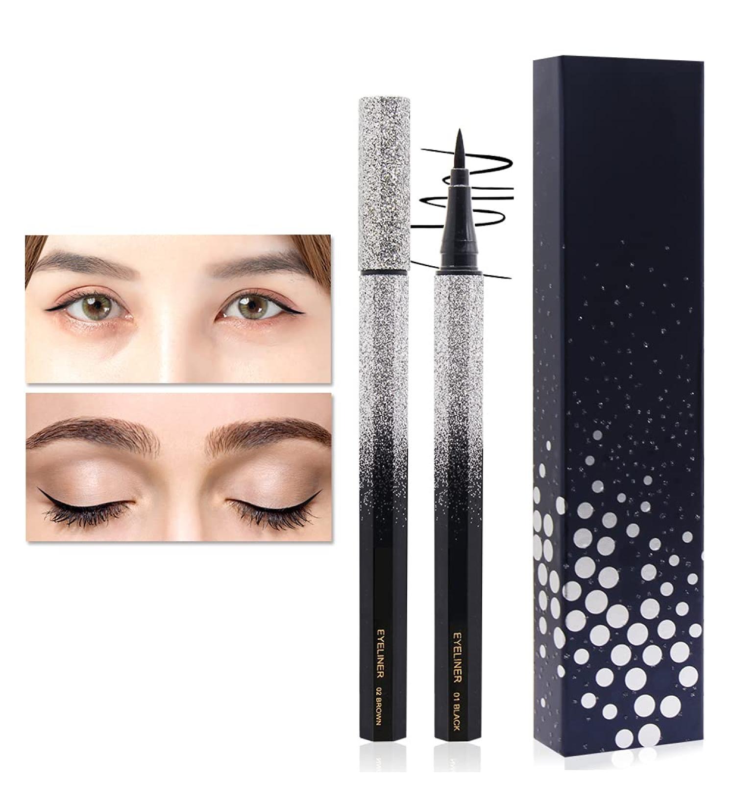 Buy Waterproof Black & Brown Liquid Eyeliner - Fast-Drying Precision Mini Eyeliner for Long-Lasting Look | International Shipping - Buy Online on GoSupps.com