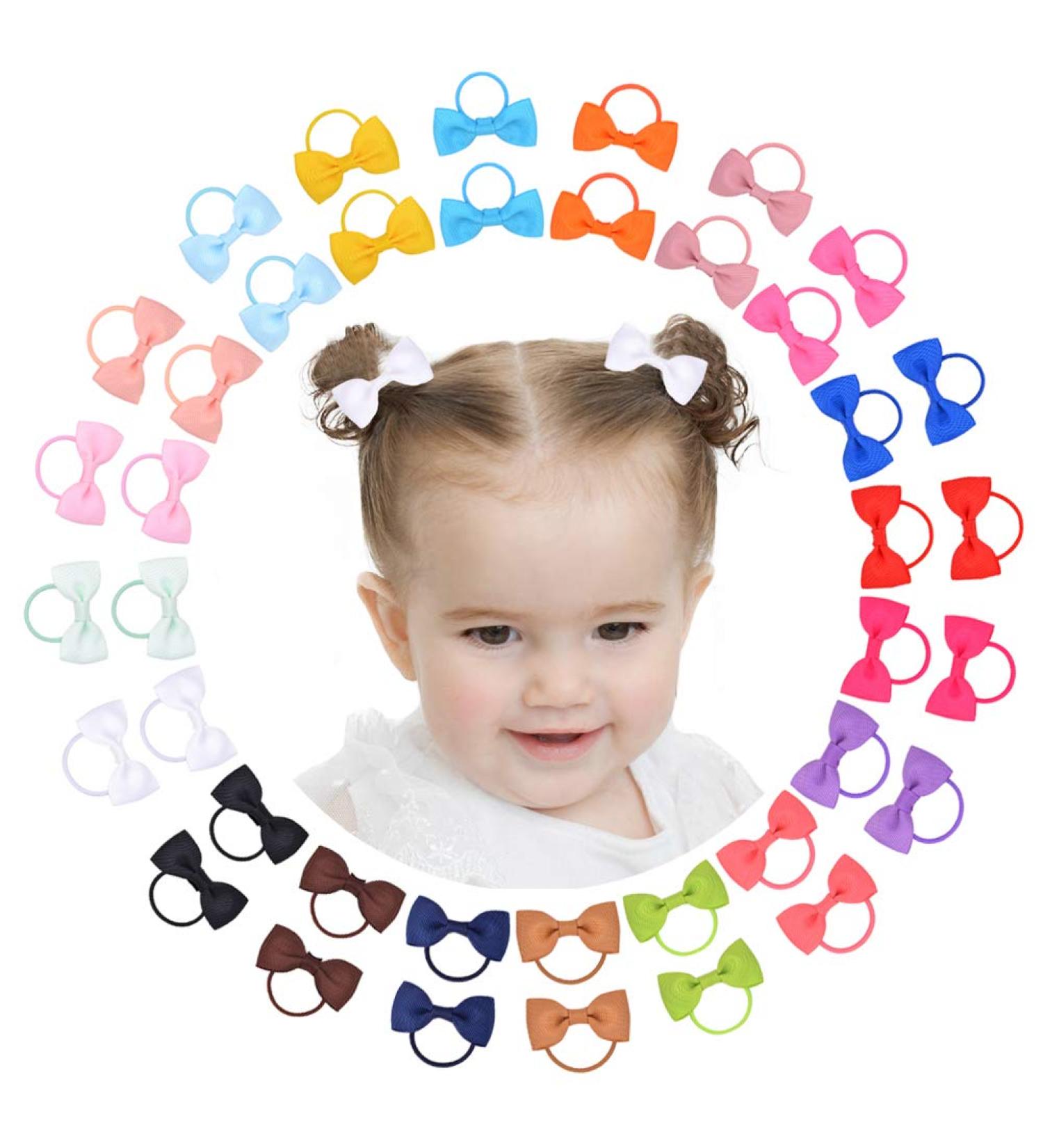 Jollybows 40 Pack Colorful 2 Inch Hair Ties for Girls - Mini Elastic Ponytail Holders & Hair Accessories for Toddlers - Buy Online on GoSupps.com